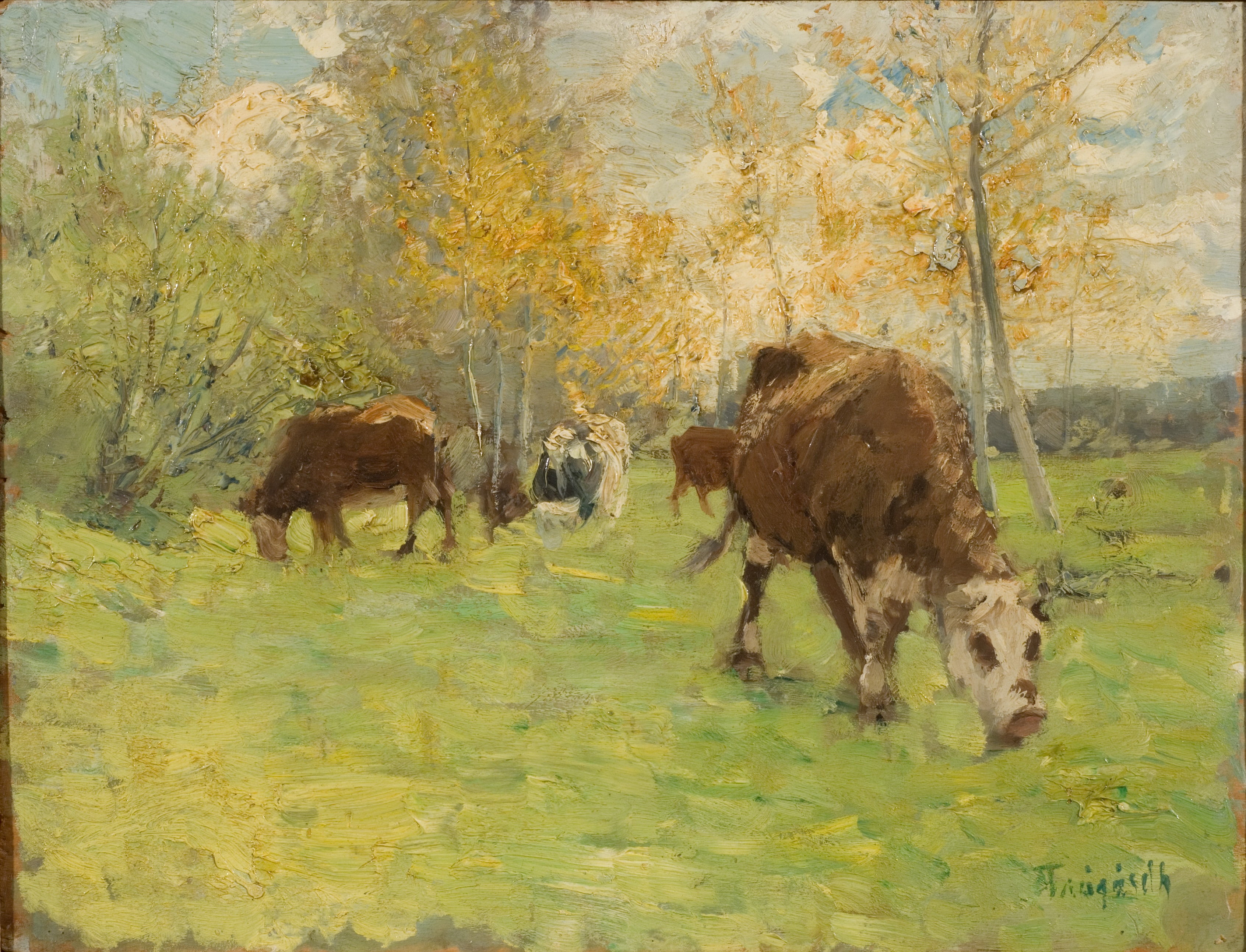 Landskap med kor by Carl Trägårdh