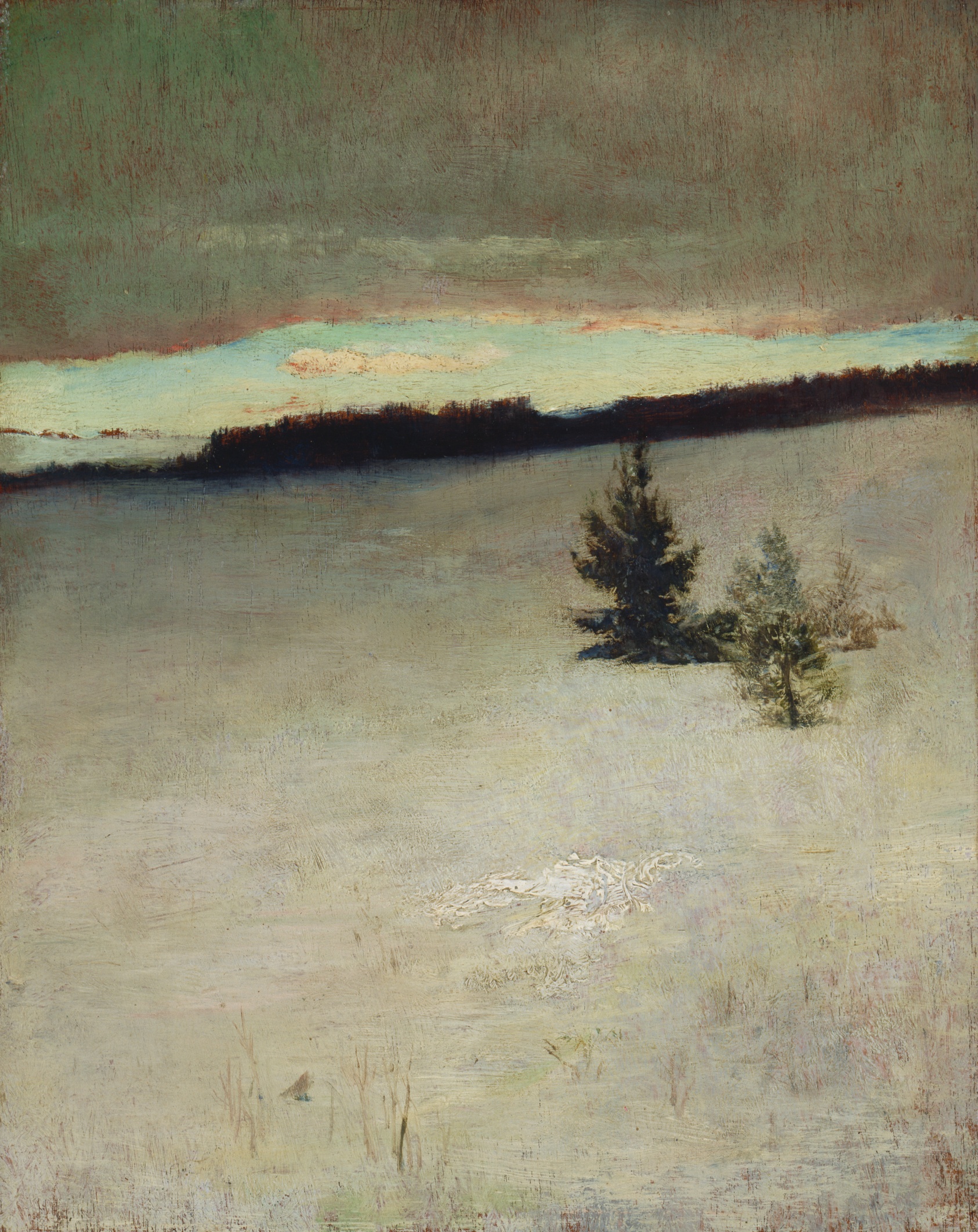 A work made of oil on beveled mahogany panel.