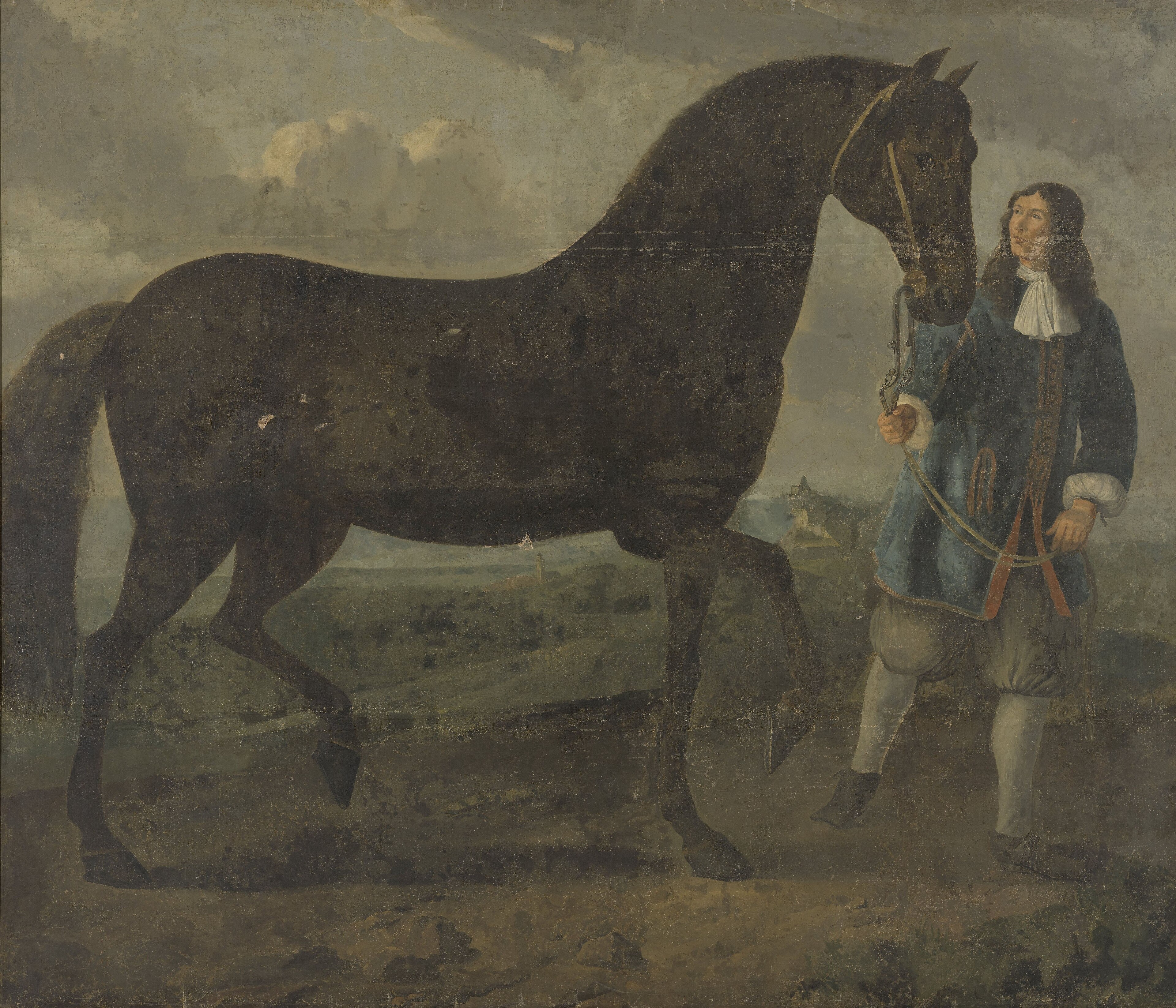 Zwart paard door een stalknecht geleid Rijksmuseum Amsterdam SK-A-4478 by Anonymous Unknown author