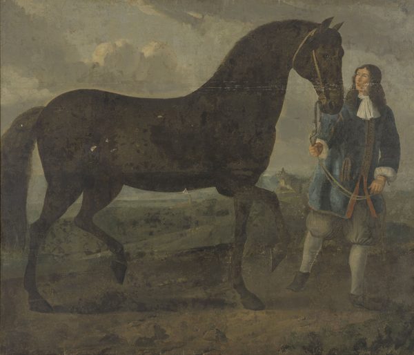 Zwart paard door een stalknecht geleid Rijksmuseum Amsterdam SK-A-4478 by Anonymous Unknown author