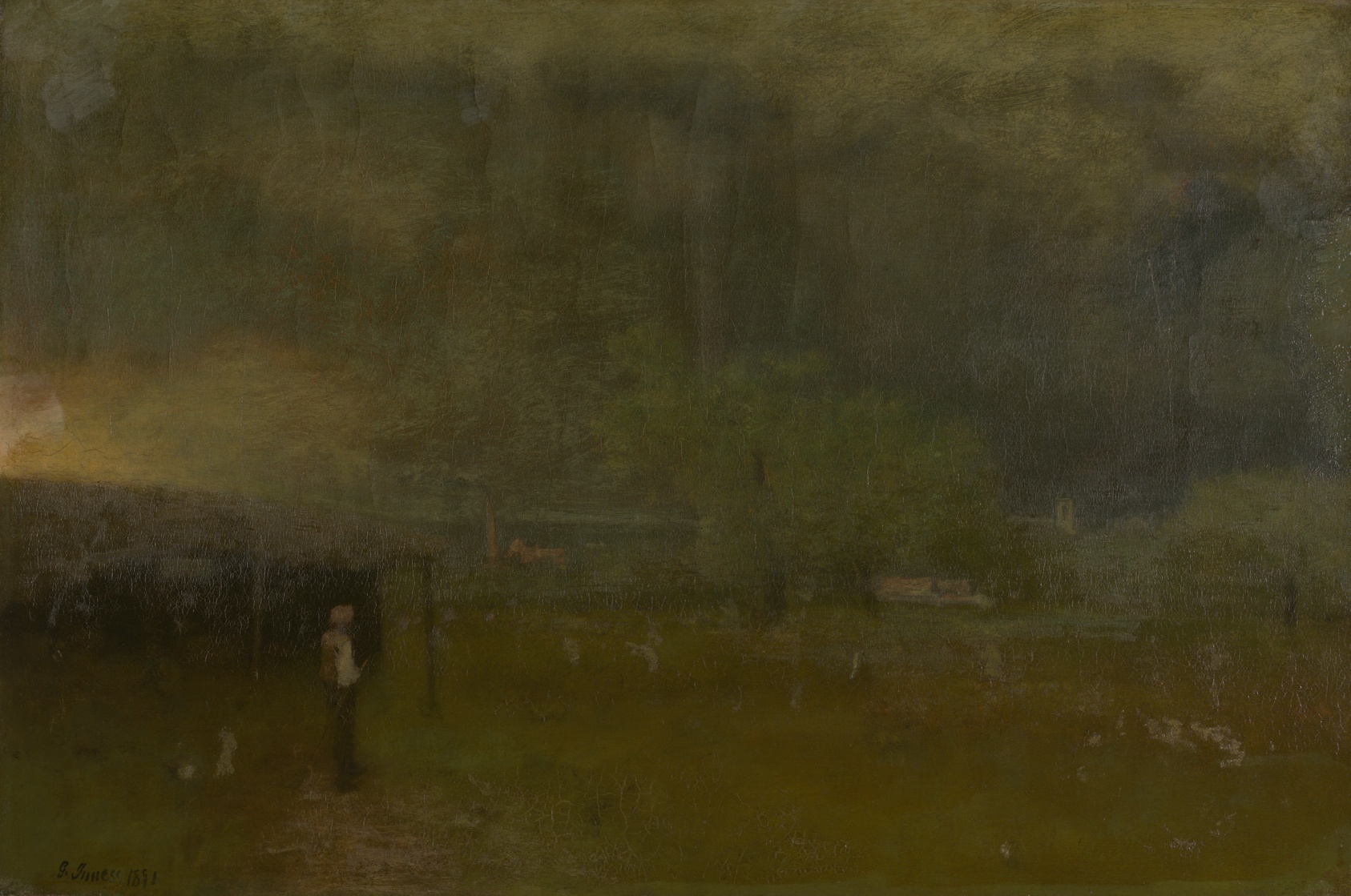 A work made of oil on canvas.