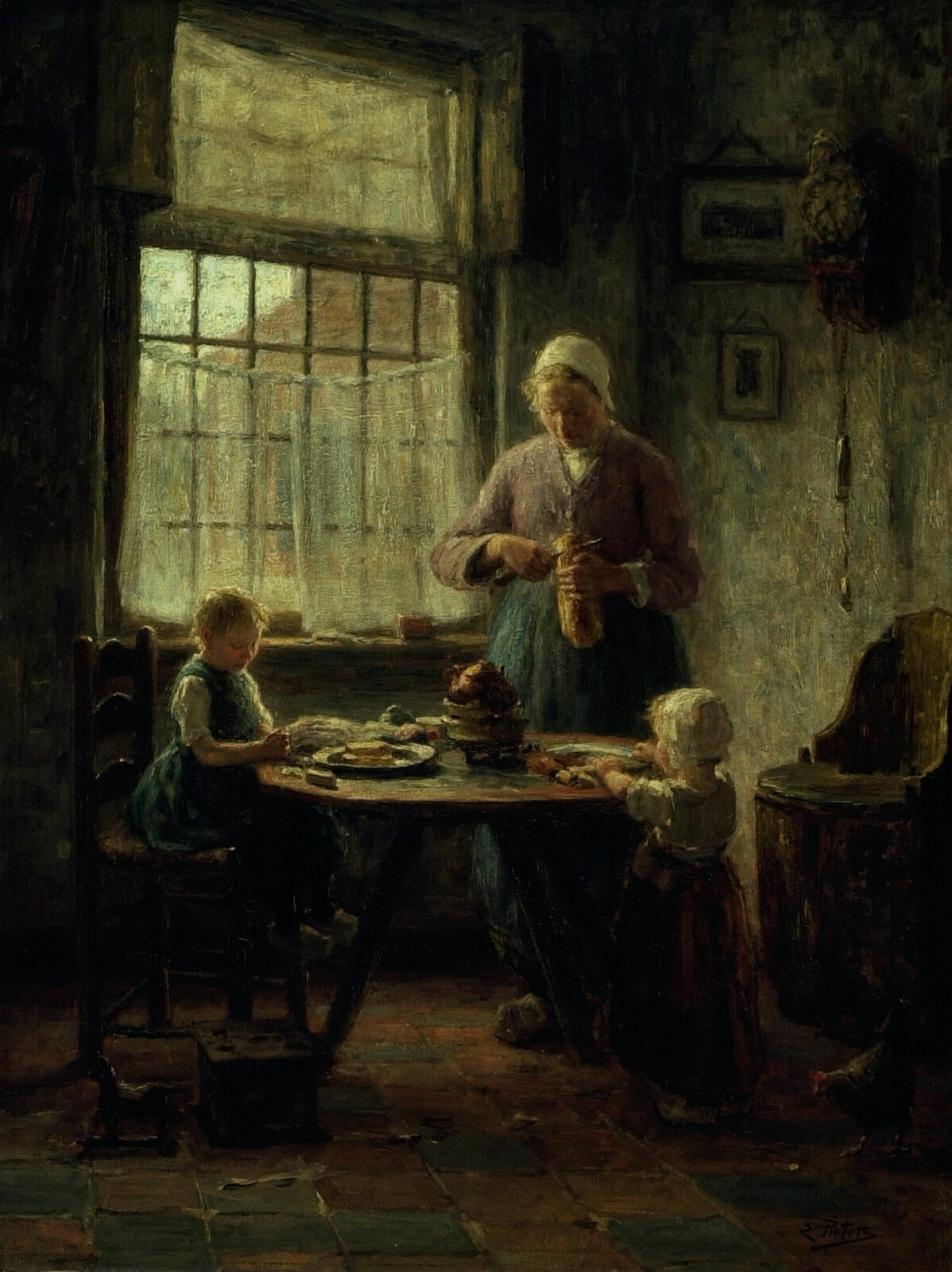 A work made of oil on canvas.
