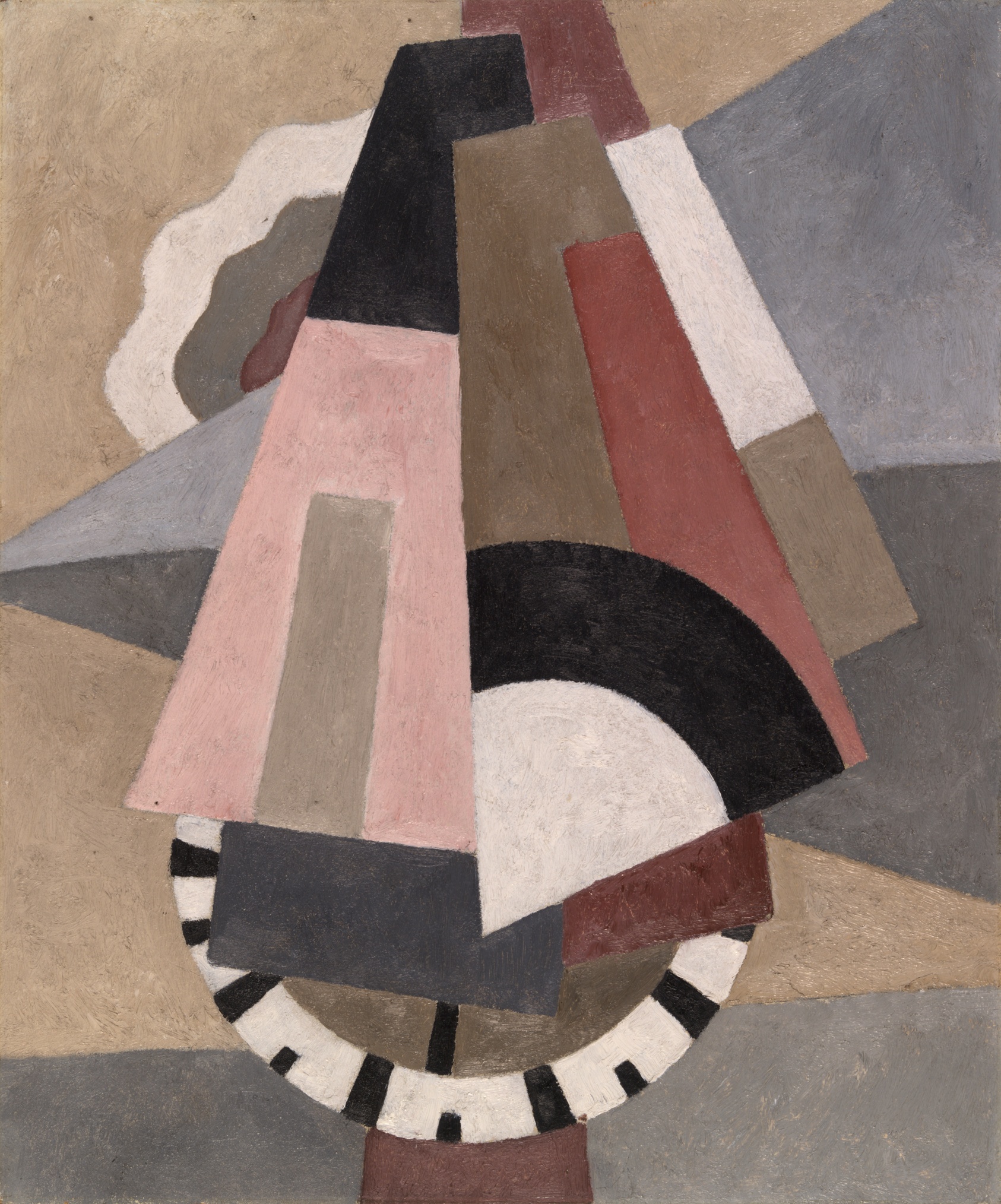 A work made of oil on composition board.