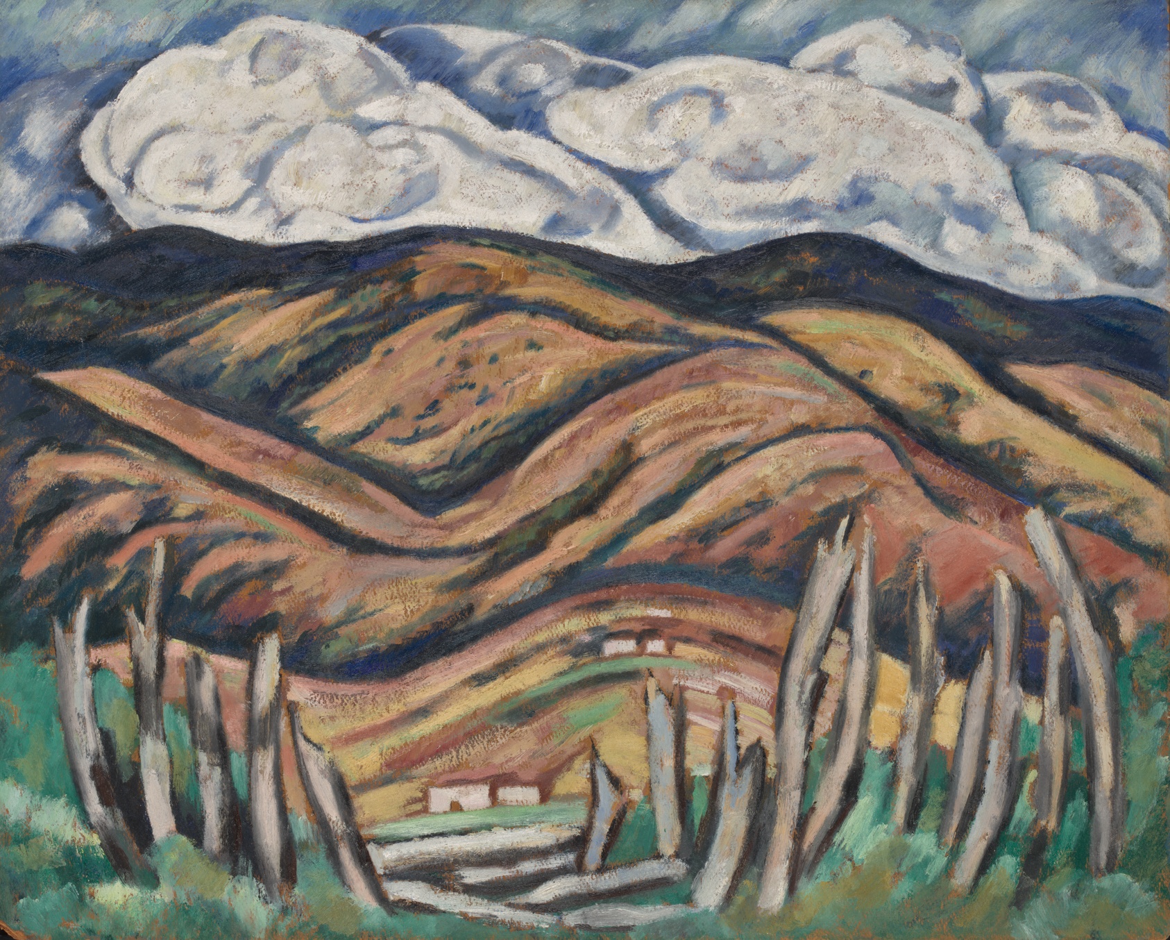 A work made of oil on paperboard.
