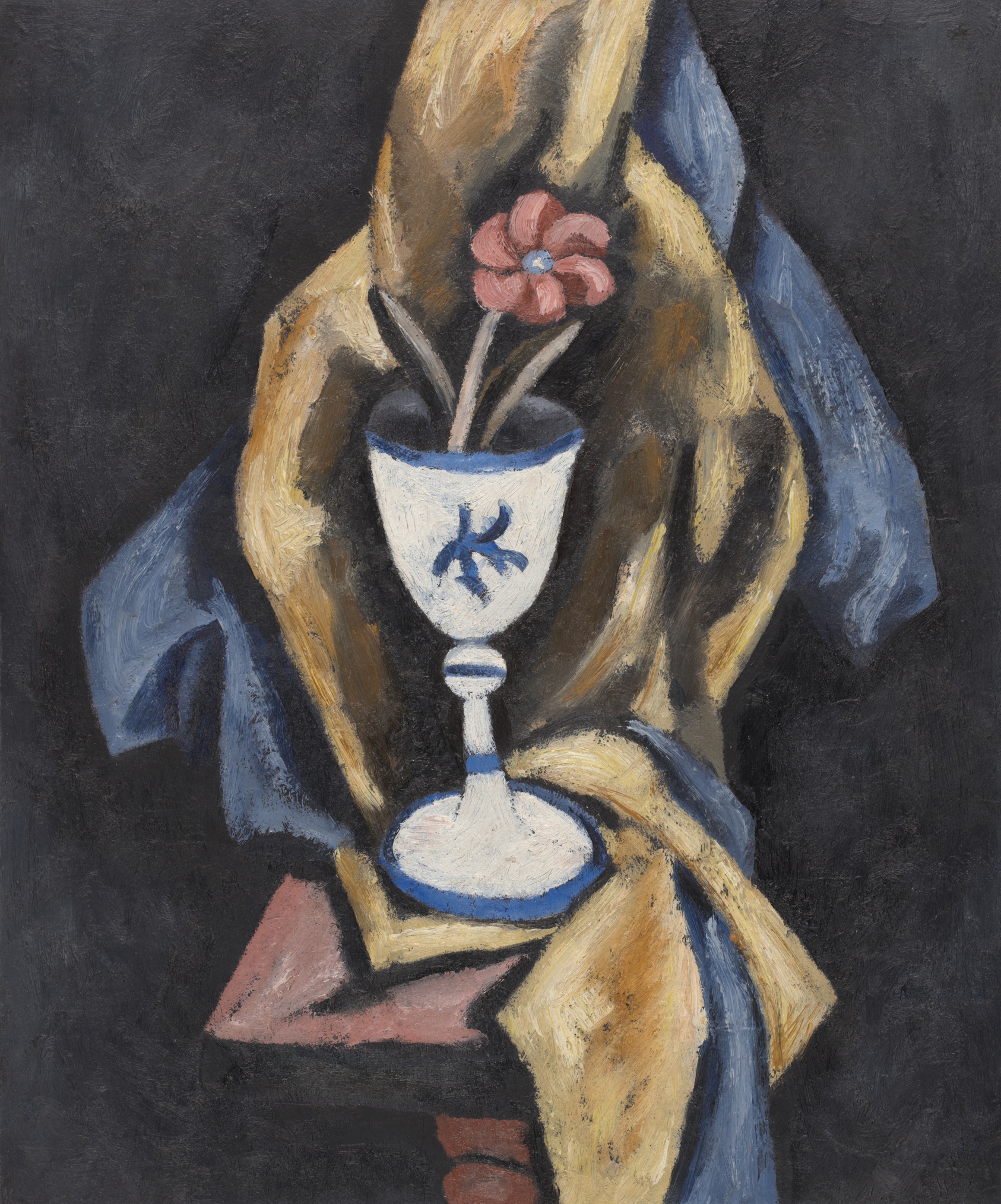 A work made of oil on composition board.
