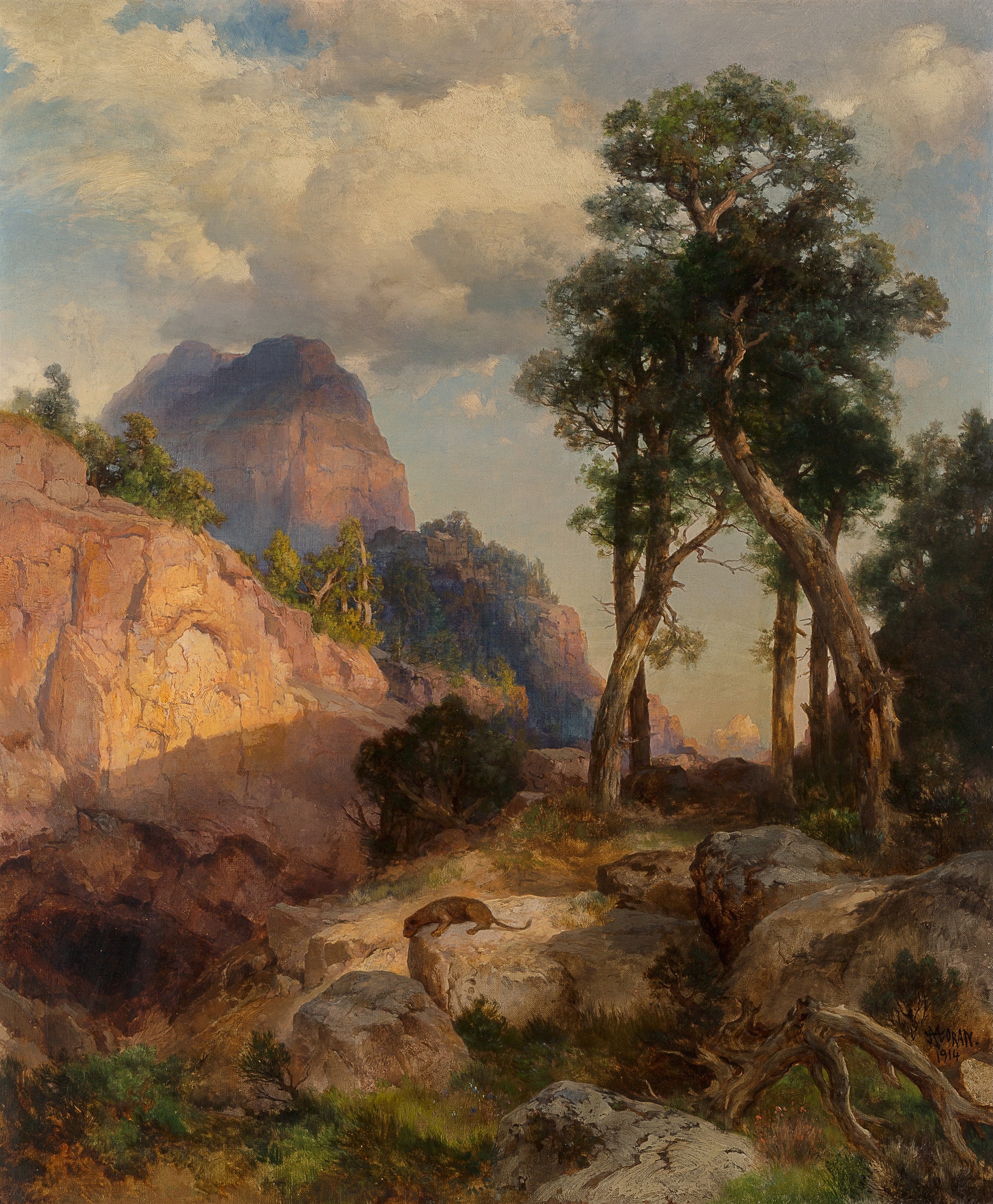Moran Mountain Lion in Grand Canyon 1914 by Thomas Moran