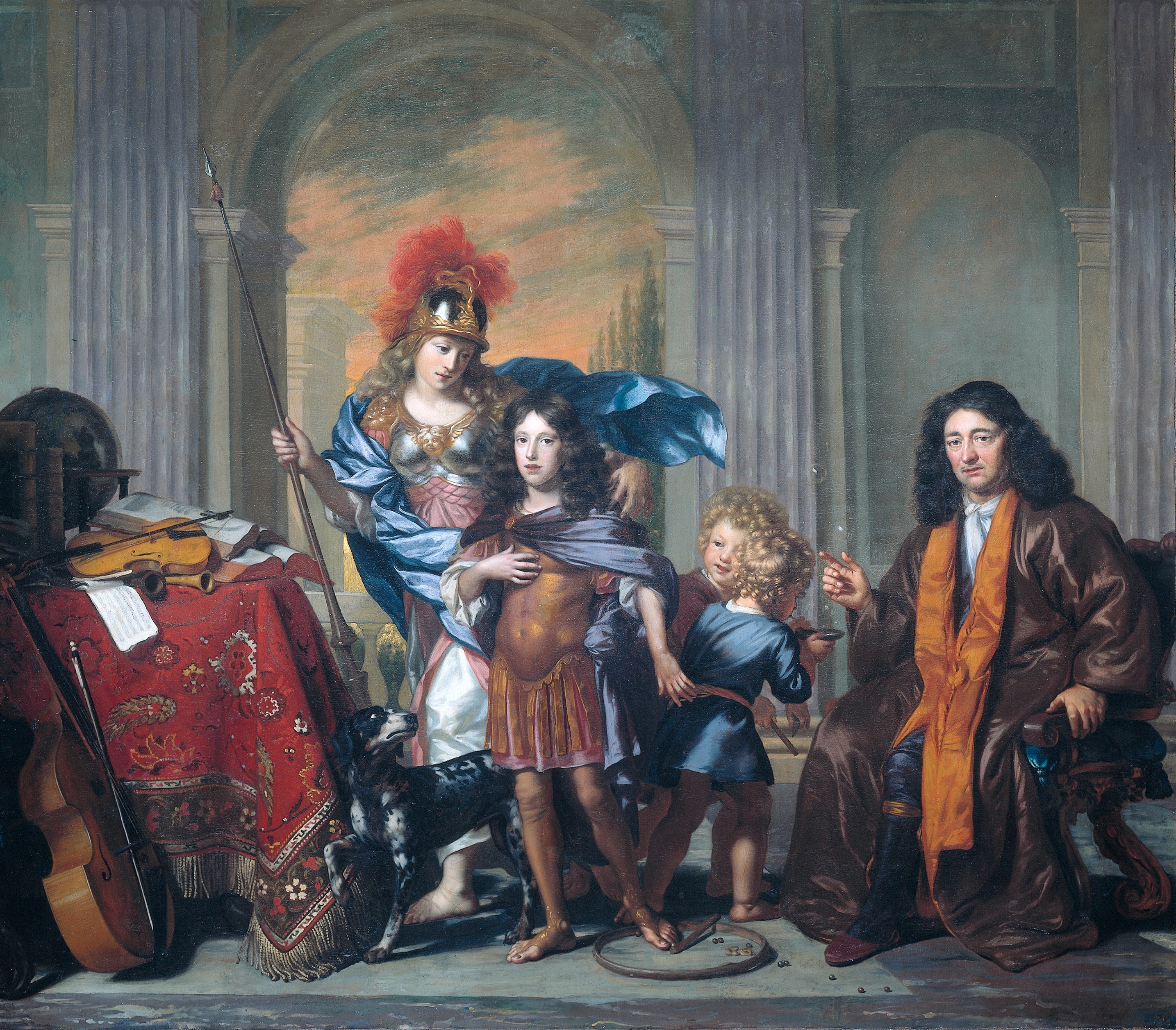 Allerorical Group Portrait, probably Showing Anthony de Bordes Sr. Leaving His Son Anthony in the Care of Minerva by Adriaen Backer