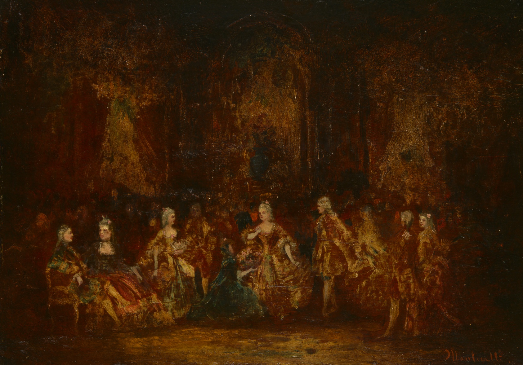 A work made of oil on cradled panel.