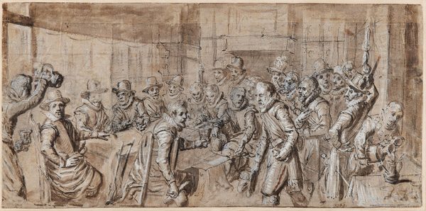 Reception of the officers of the Saint Sebastian Civic Guard by the Magistrate of The Hague, in 1618 (study for a painting, 1617) by Jan van Ravesteyn
