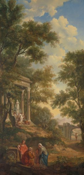 Arcadisch landschap met links een tempel en op de voorgrond een zittende oude man Rijksmuseum Amsterdam SK-A-4854-B by Creator:Jurriaen Andriessen