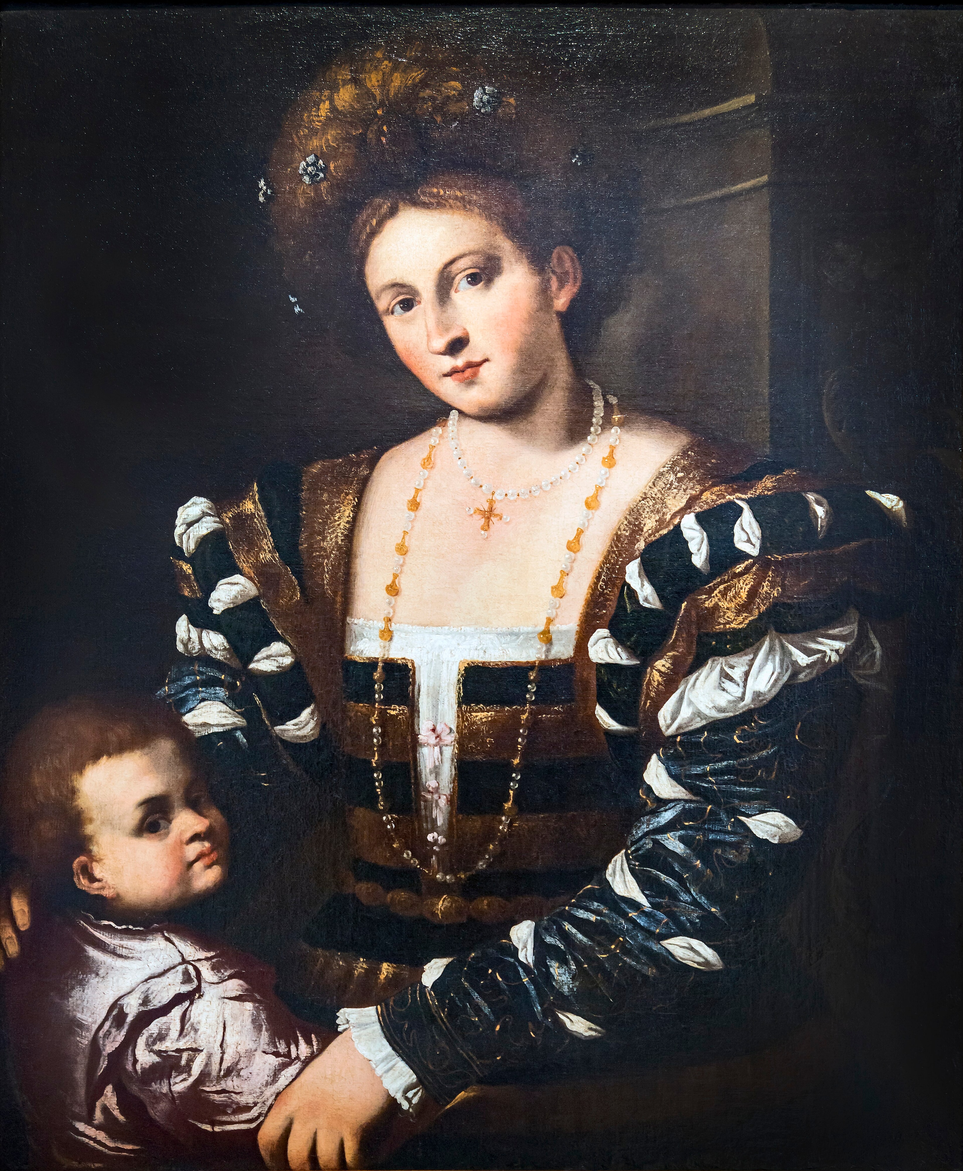 Teatro Olimpico (Vicenza) - Ritratto di giovane gentiladonna con fanciullo di Pietro Della Vecchia A85 100x83 by Didier Descouens