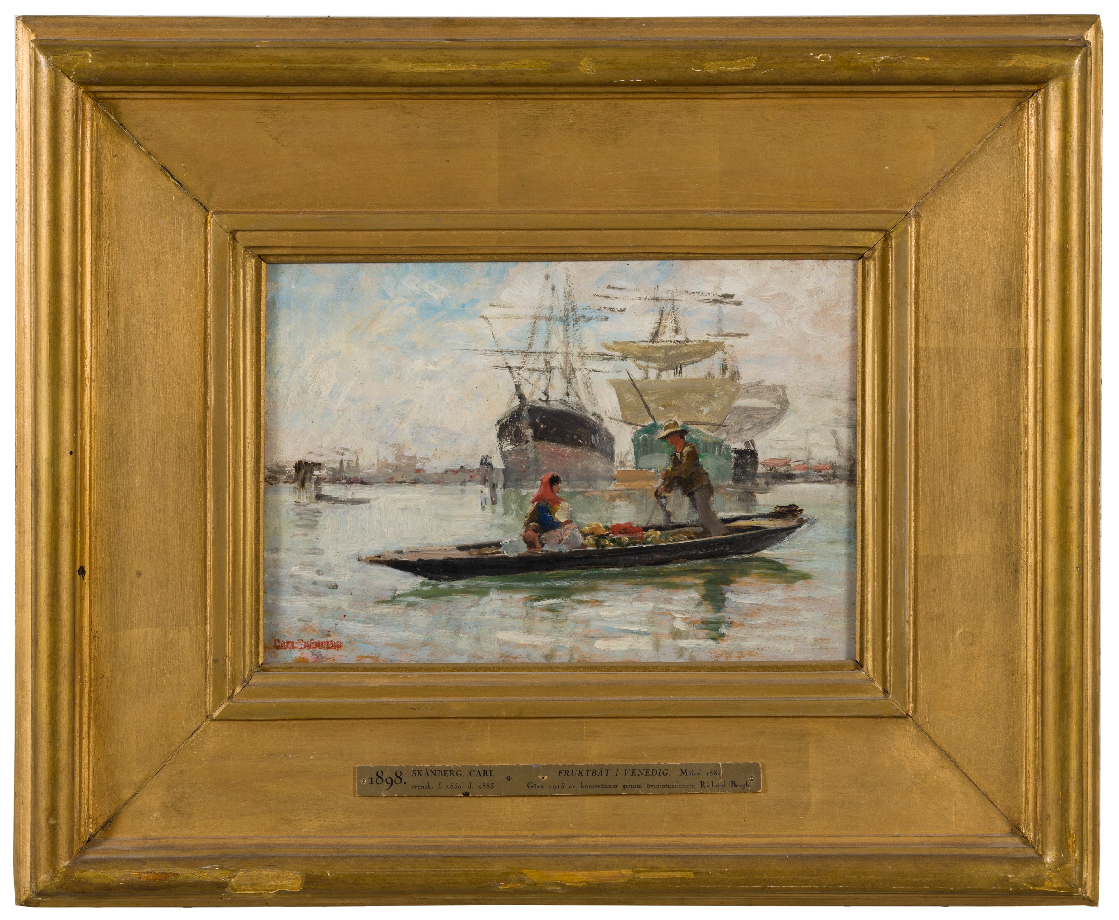 Fruit Barge in Venice. Sketch by Carl Skånberg