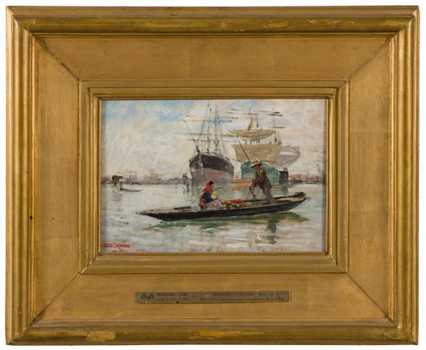 Fruit Barge in Venice. Sketch by Carl Skånberg