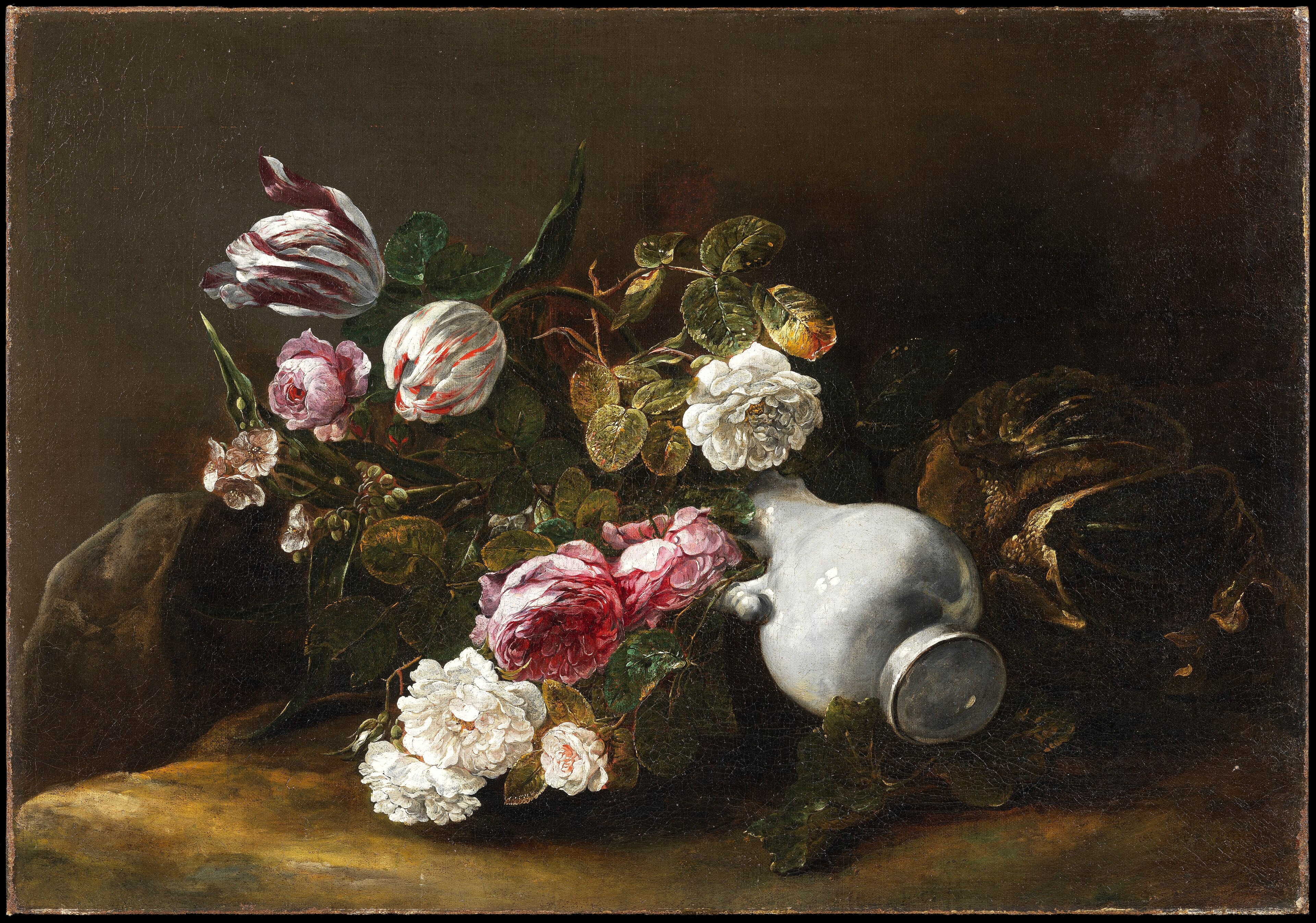 Still Life of Flowers and an Overturned Jug by Jan Fyt