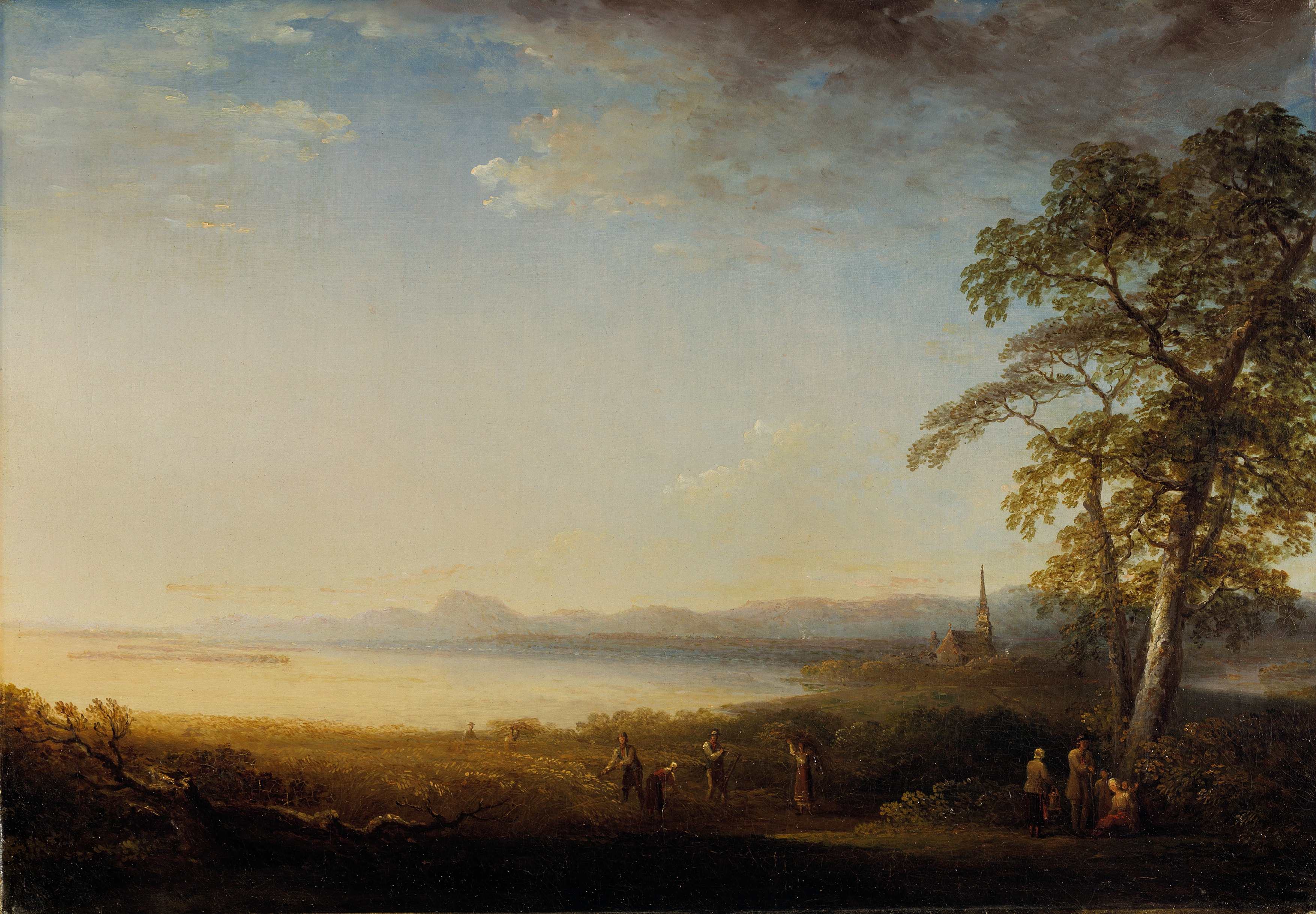 Landskap vid Mora kyrka by Carl Johan Fahlcrantz