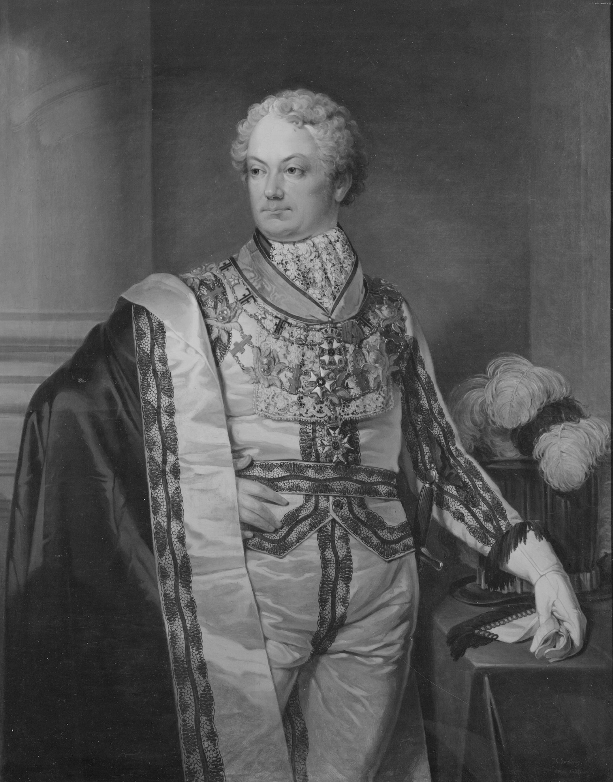 Gustaf Fredrik Wirsén (1779-1827), greve, statsråd, president, ledamot av Svenska Akademien, gift med Ulrika Vilhelmina Boucht by Johan Gustaf Sandberg