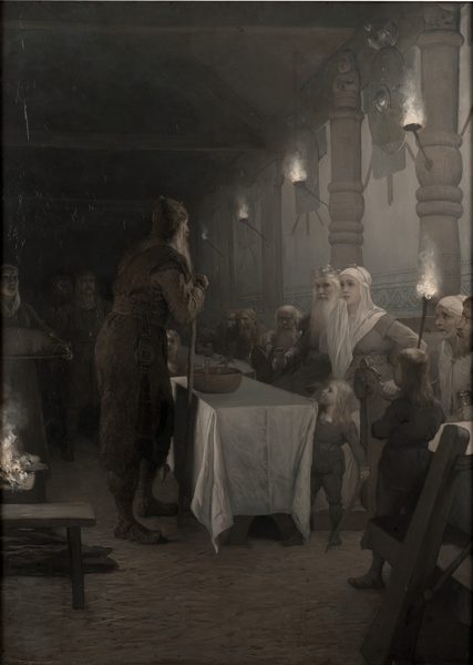 Frithiof kommer till Kung Ring (ur Frithiofs saga) by August Malmström