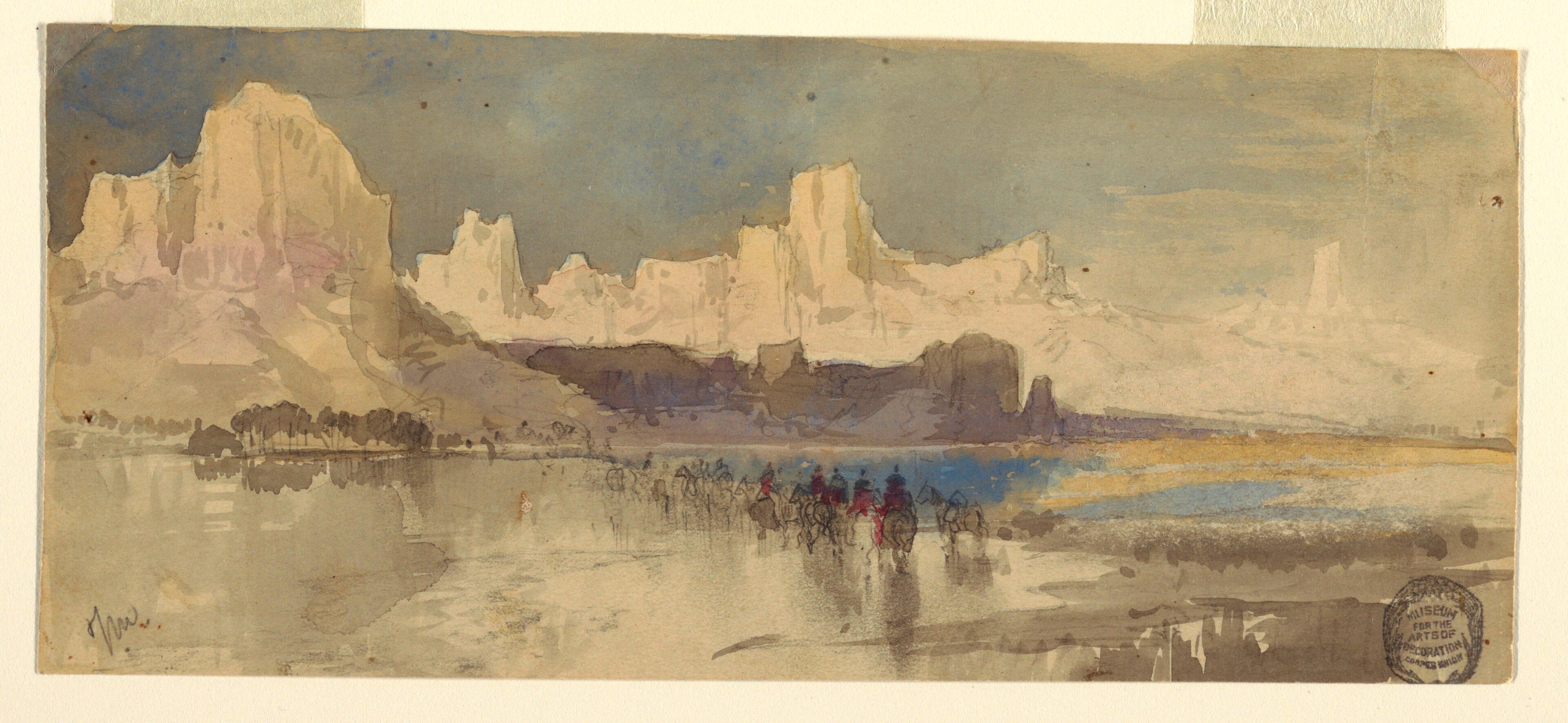 Drawing, Canyon of the Rio Virgin, South Utah, 1873 by Thomas Moran