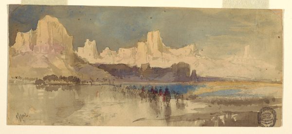 Drawing, Canyon of the Rio Virgin, South Utah, 1873 by Thomas Moran