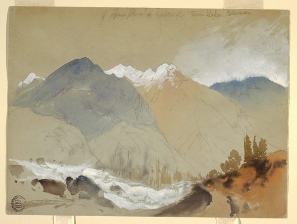 Drawing, Alpine Pass at Cascade, Twin Lakes, Colorado, 1892 by Thomas Moran