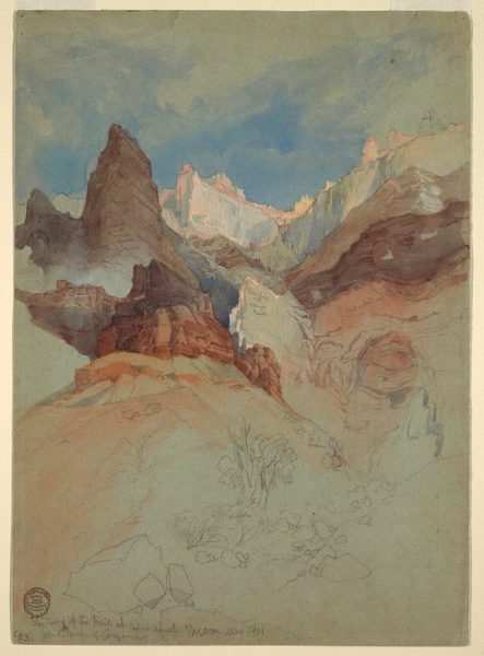 Drawing, Looking up the Trail at Bright Angel, Grand Canyon, Arizona, May 1901 by Thomas Moran