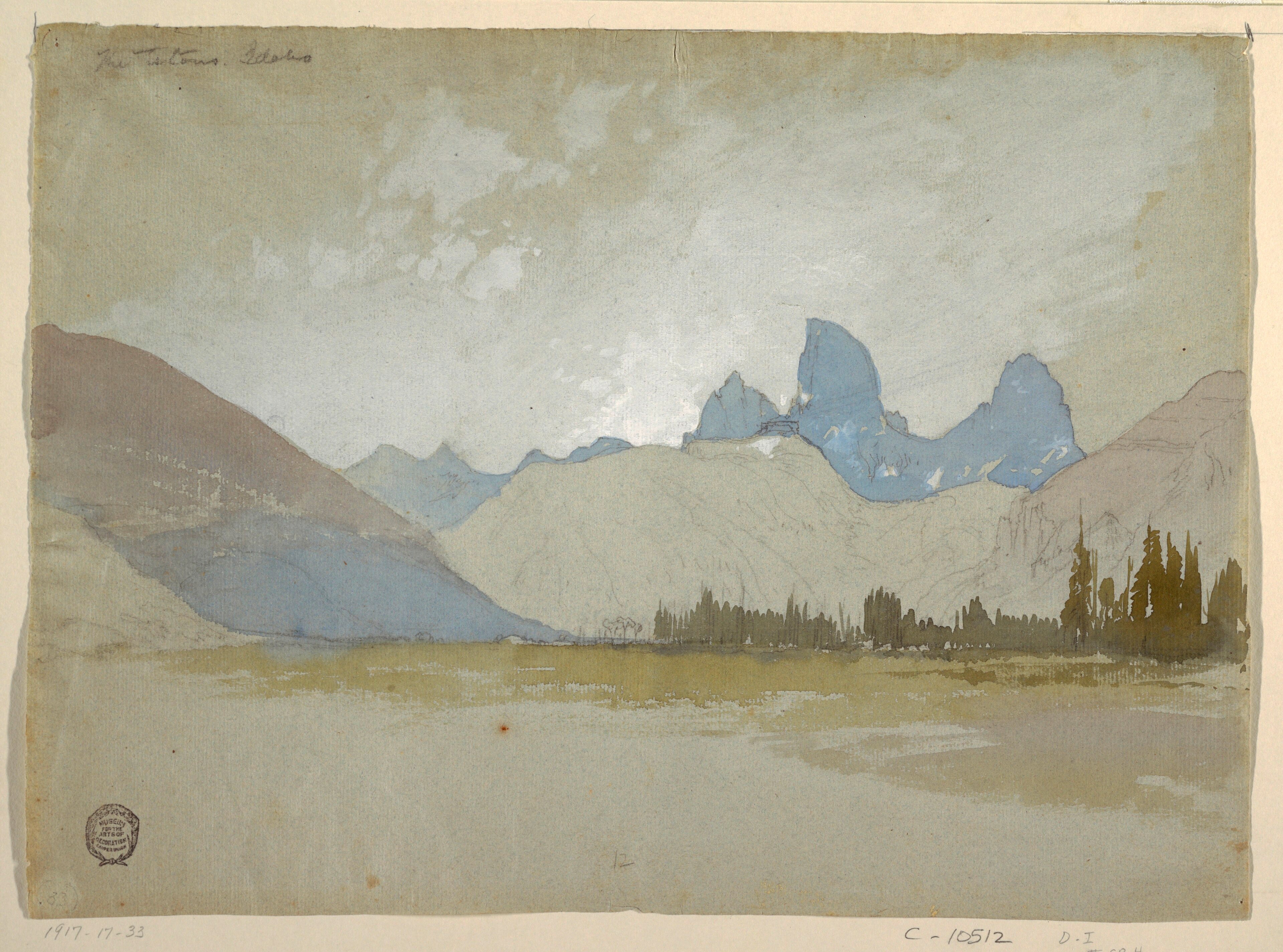 Drawing, The Tetons, Idaho, 1879 by Thomas Moran