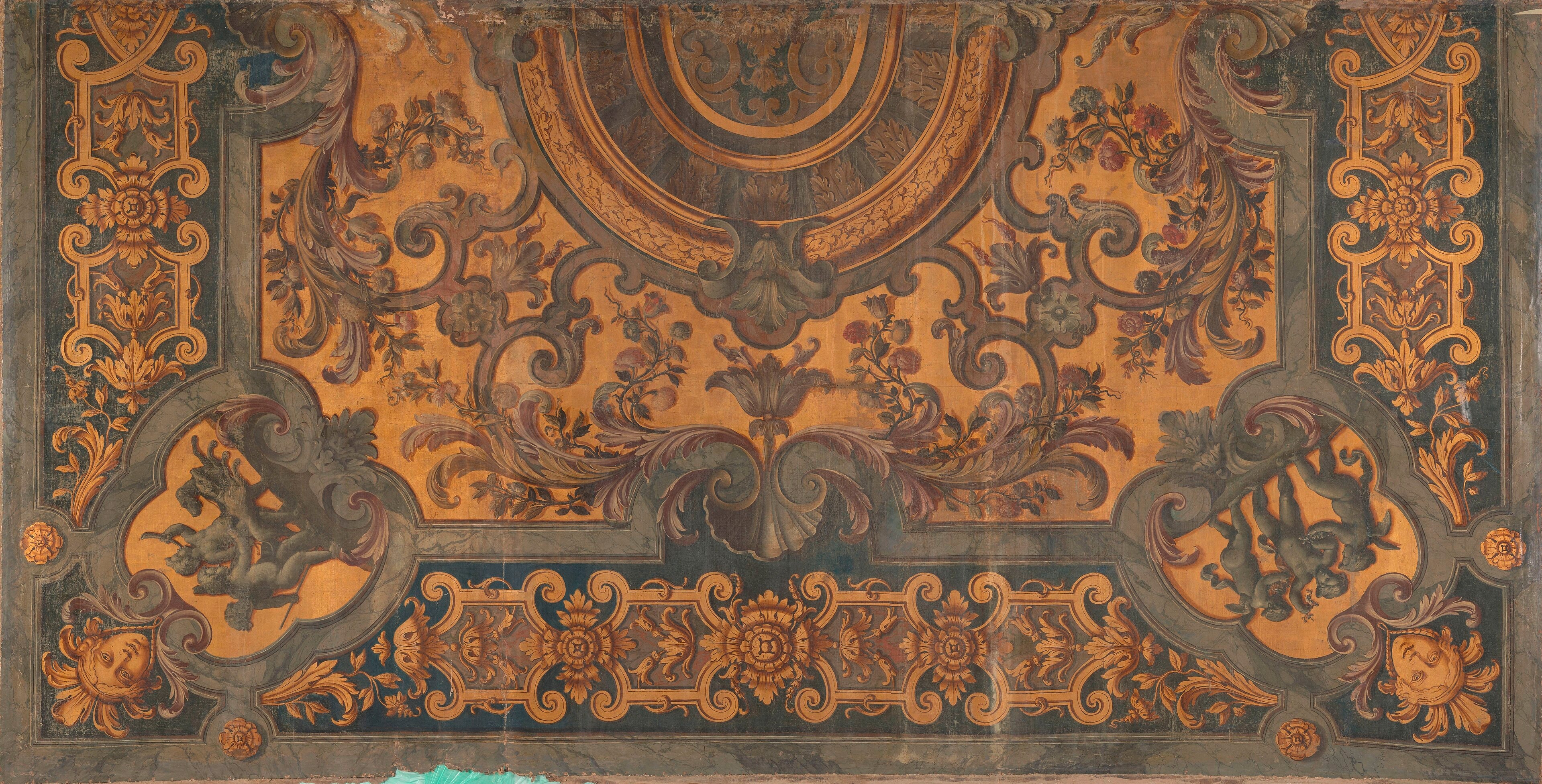 Ornamental Painted Ceiling with Scenes of Putti in the Corners attributed to Elias van Nijmegen Rijksmuseum Amsterdam SK-A-4657 by Elias van Nijmegen