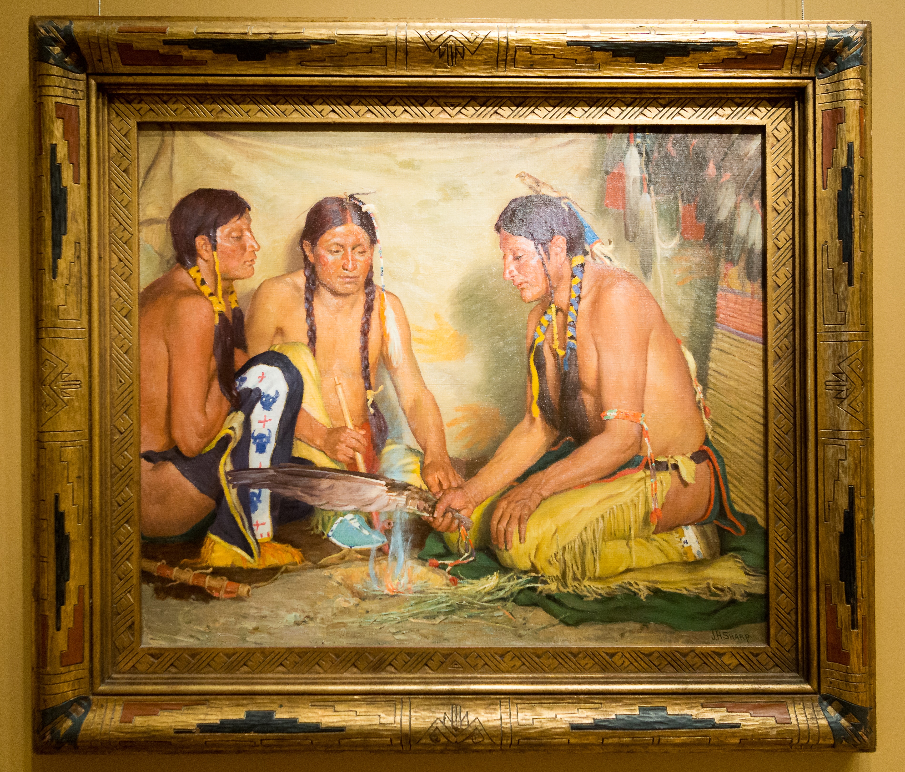 Making Sweet Grass Medicine, Blackfoot Ceremony by Joseph Henry Sharp