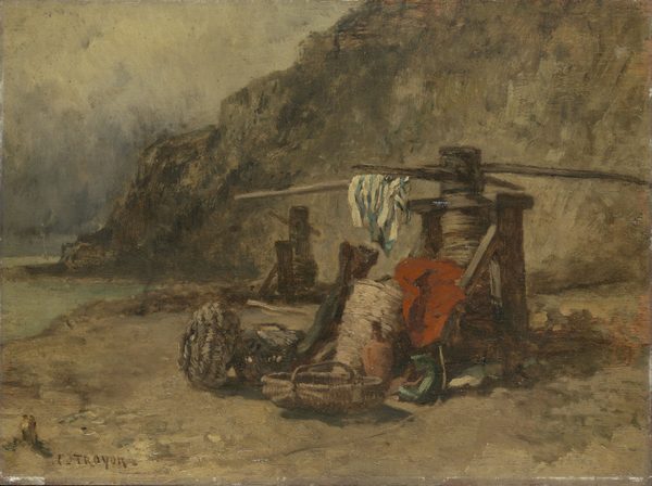 View on the Beach, with Capstans by Constant Troyon Rijksmuseum Amsterdam SK-A-1900 by Constant Troyon
