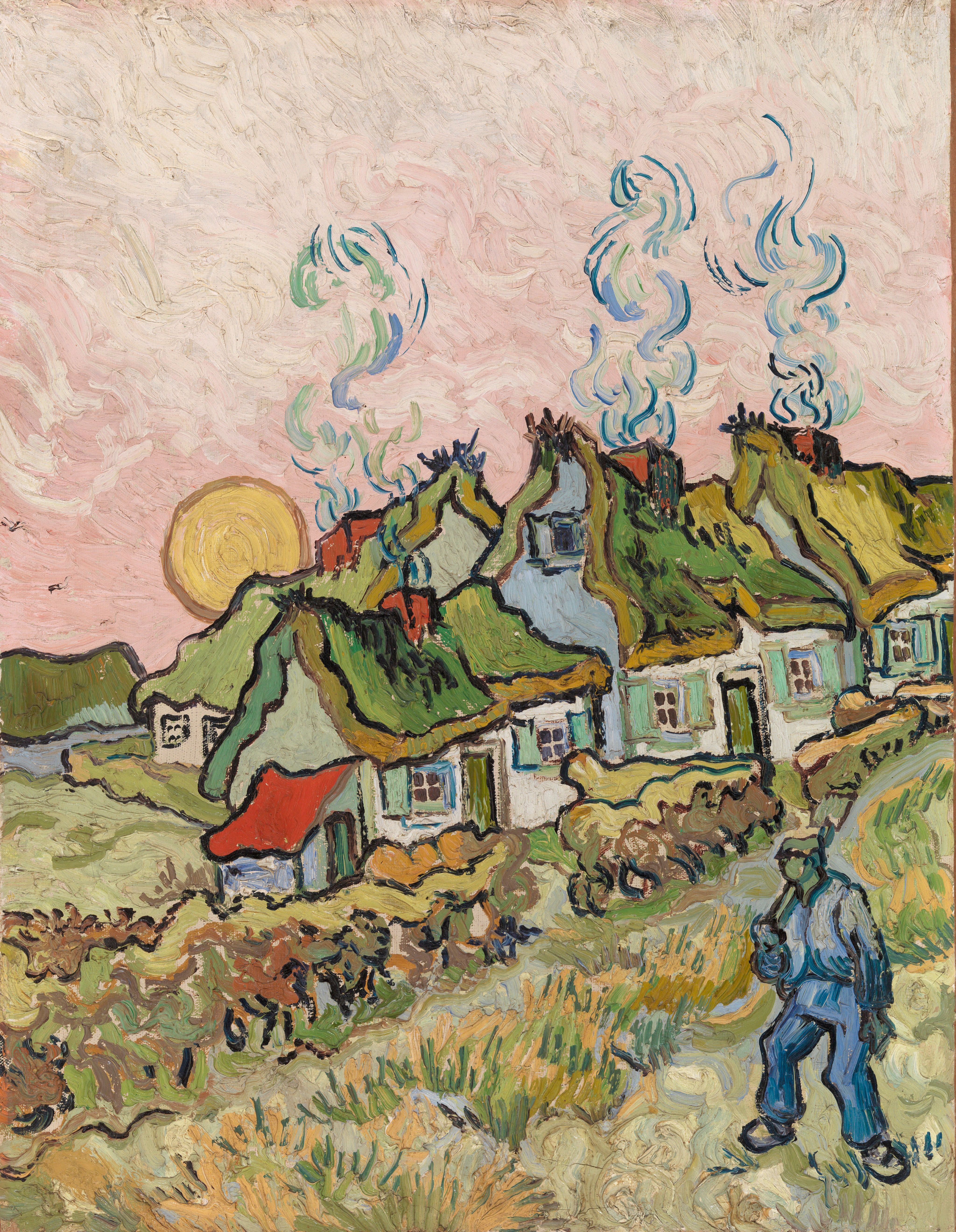 Thatched Cottages in the Sunshine, 1890, by Vincent van Gogh
