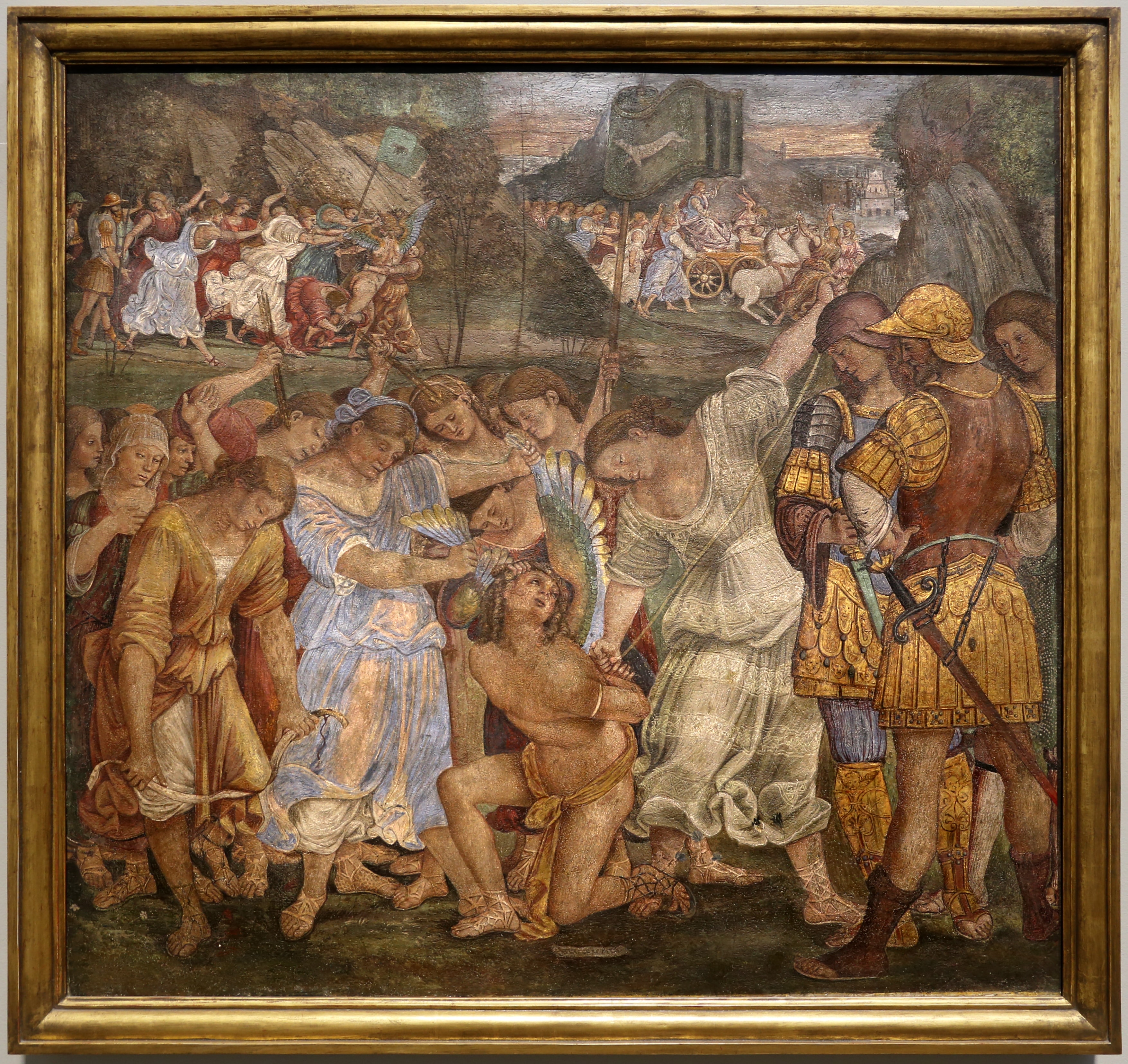 Luca signorelli, trionfo della casità con cupido disarmatoe legato, 1509 ca., dal palazzo del magnifico a siena, 01 by Sailko