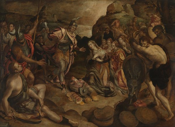 De ontmoeting van David en Abigaël by Christiaen Jansz van Bieselingen