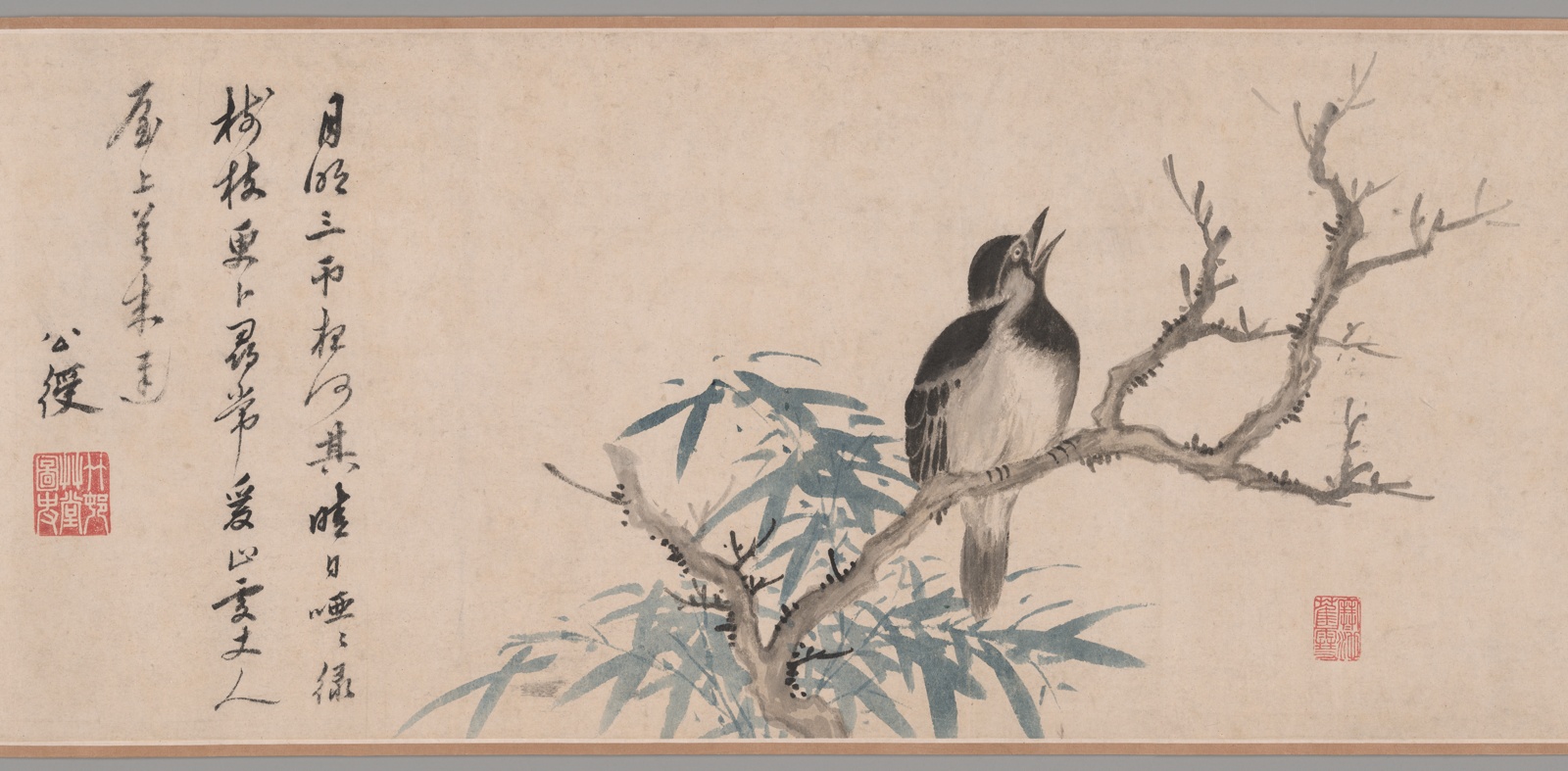 A work made of handscroll; ink and color on paper.