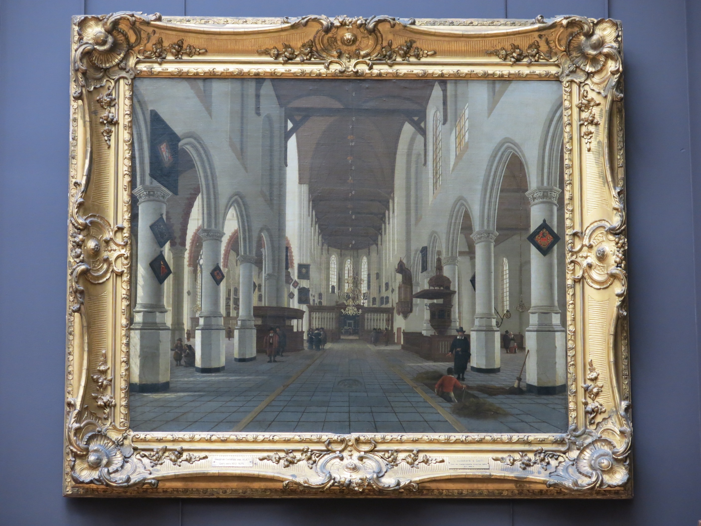 French: Intérieur de la Vieille Eglise (Oude Kerk) de Delft by Hendrick Cornelisz. van Vliet