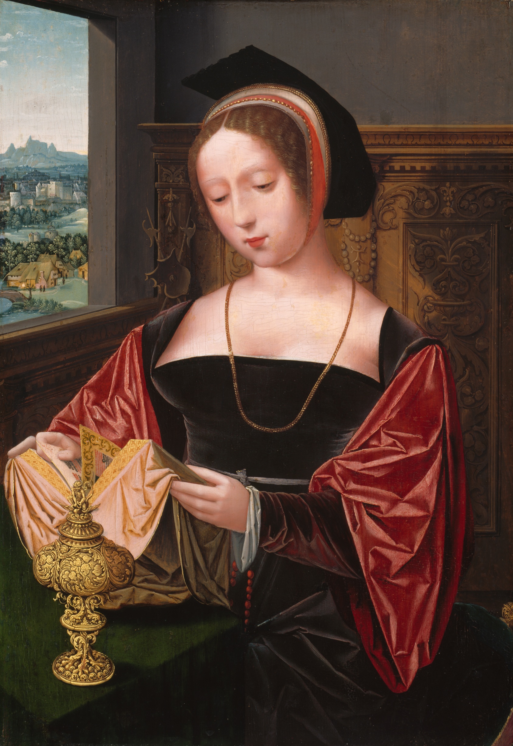 A work made of oil on panel.