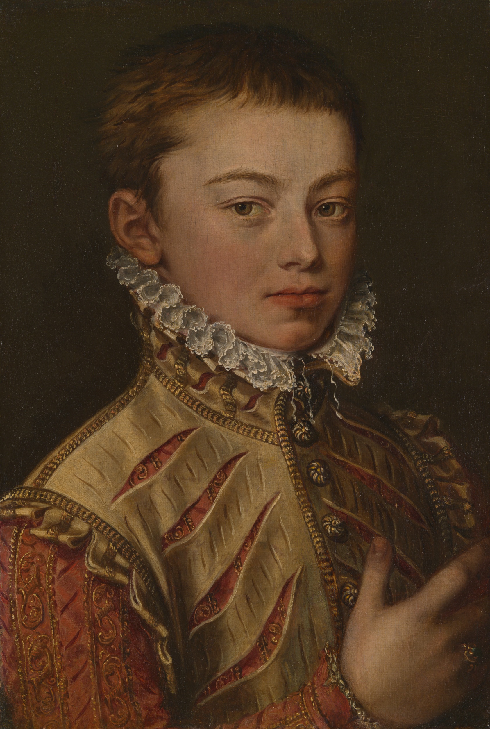 A work made of oil on panel, transferred to canvas.