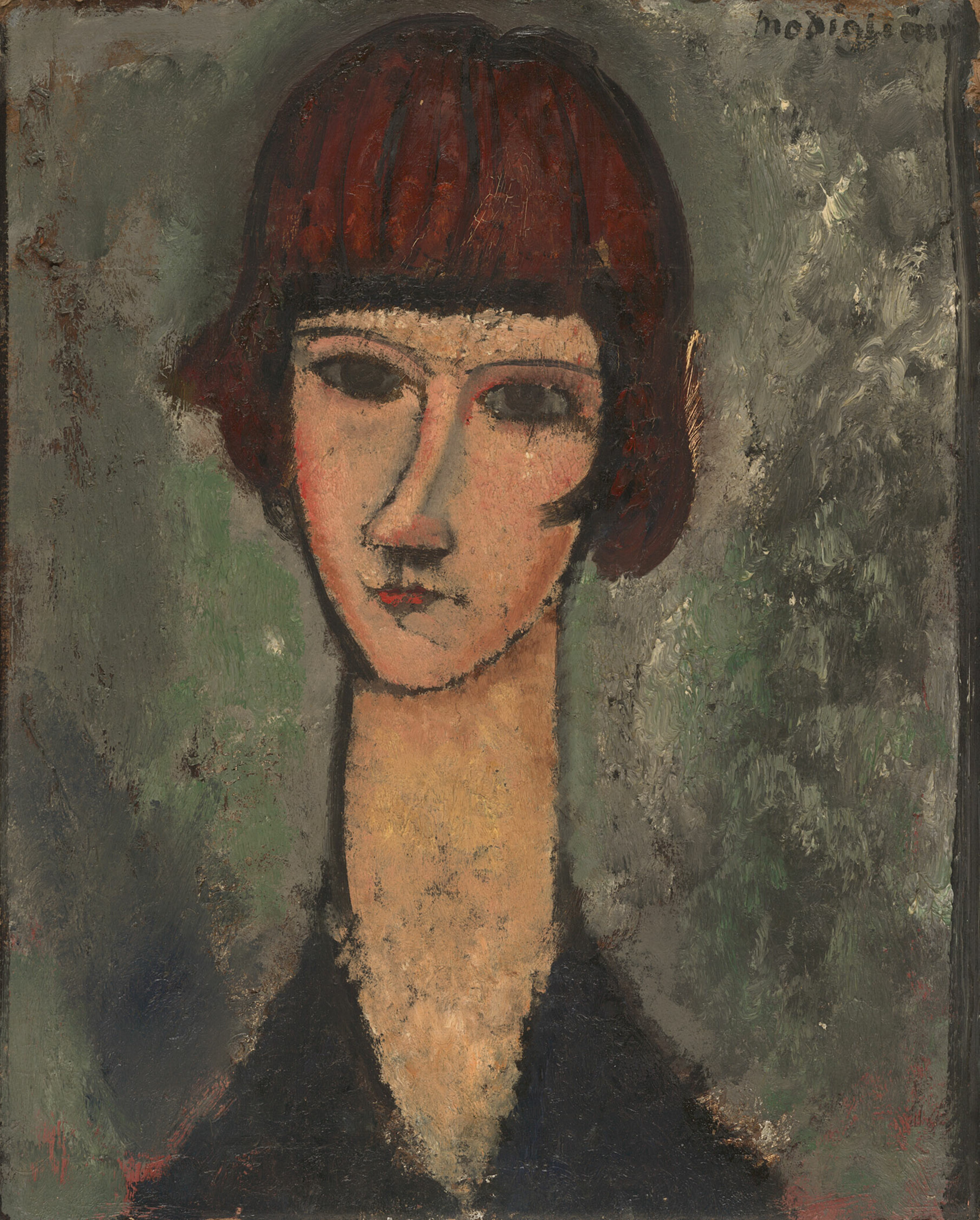 A work made of oil on cardboard.