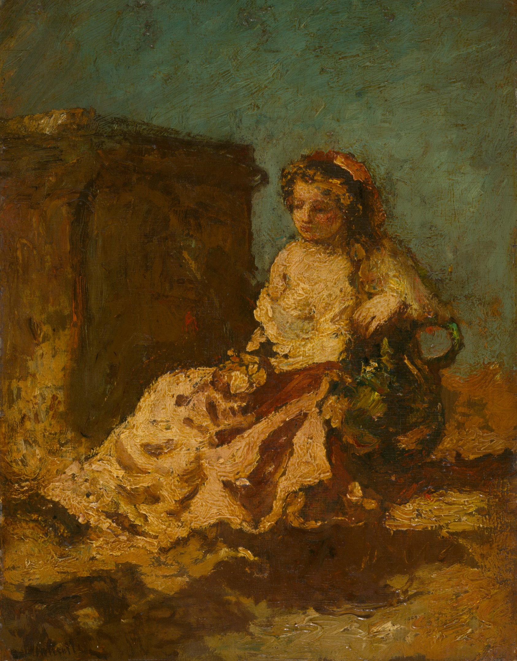 A work made of oil on canvas.