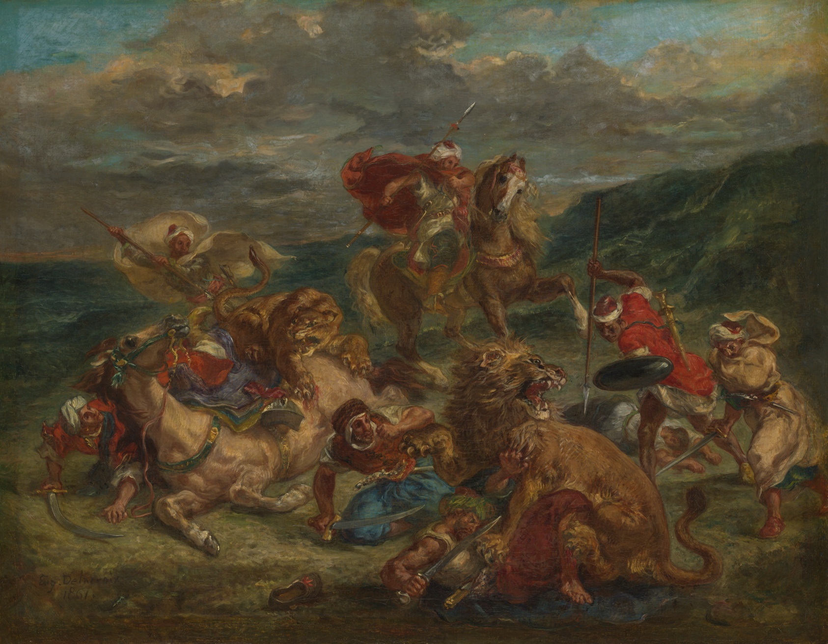 A work made of oil on canvas.