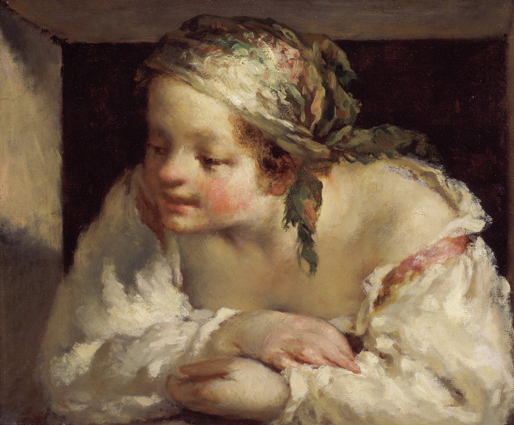 A work made of oil on canvas.