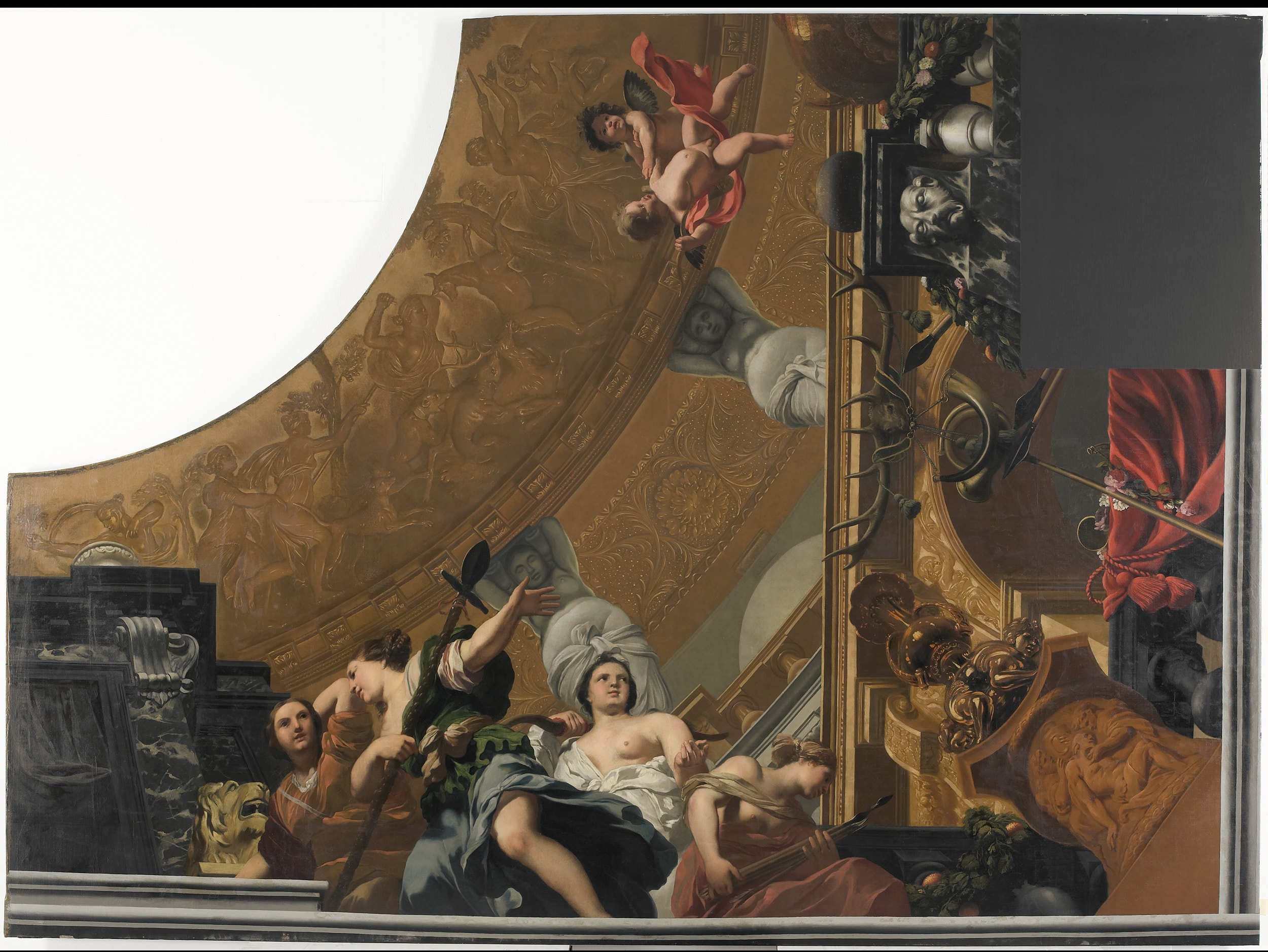 Onderdeel (rechtsonder) van een plafondschildering met als hoofdvoorstelling Diana en haar gezellinnen by Gerard de Lairesse