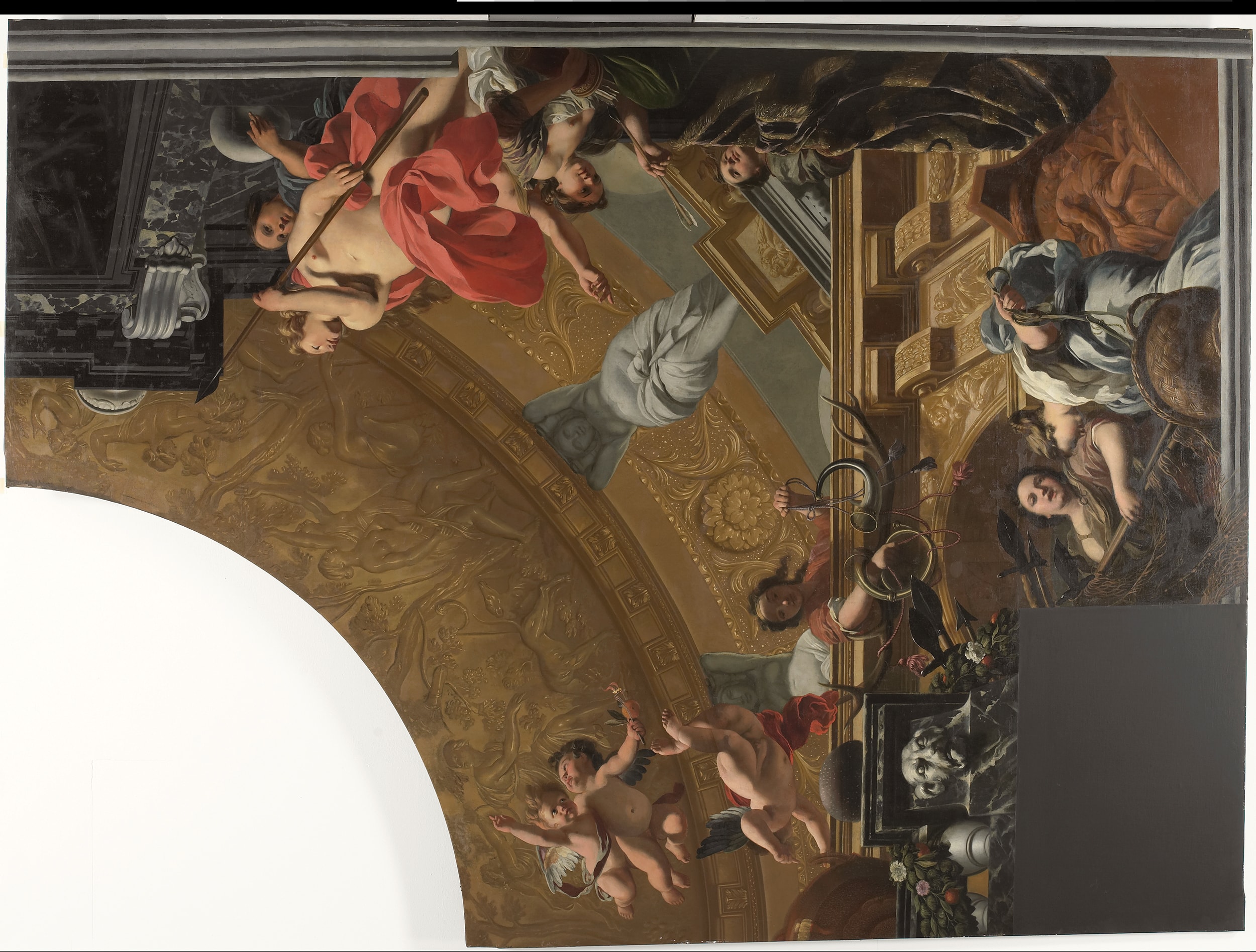 Onderdeel (rechtsboven) van een plafondschildering met als hoofdvoorstelling Diana en haar gezellinnen by Gerard de Lairesse