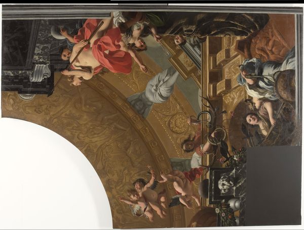 Onderdeel (rechtsboven) van een plafondschildering met als hoofdvoorstelling Diana en haar gezellinnen by Gerard de Lairesse