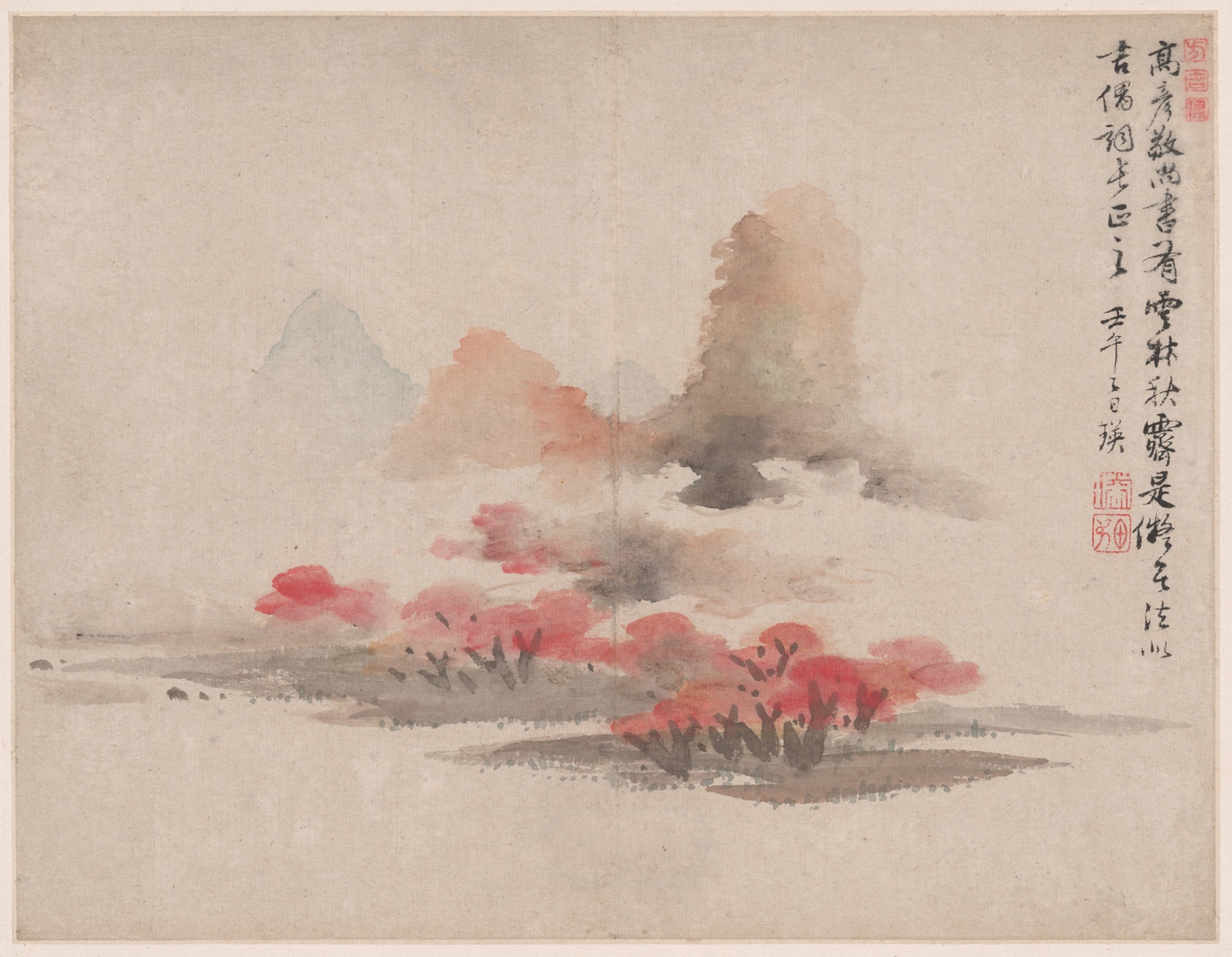 A work made of album leaf; ink and color on paper.