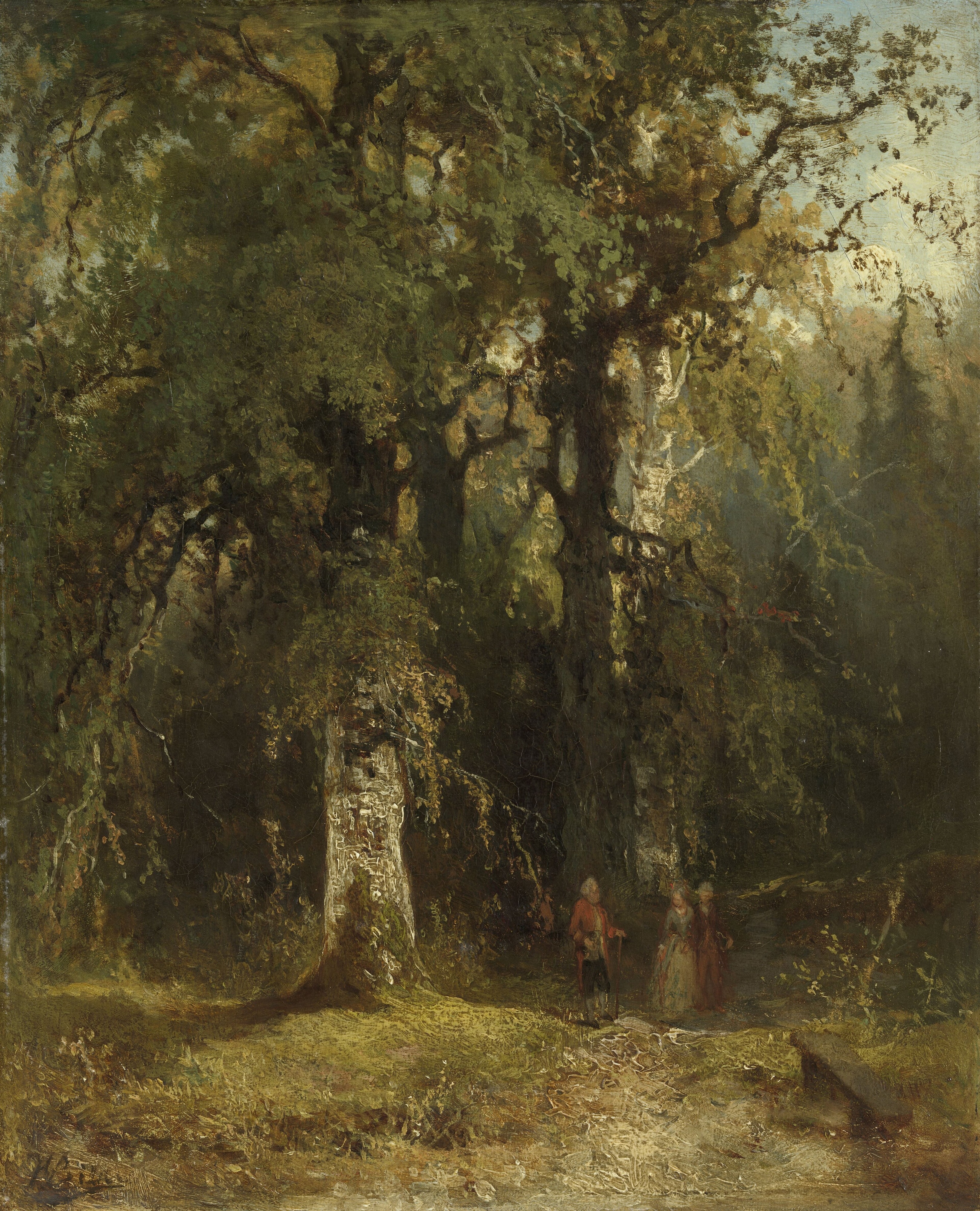 View in the Woods, oil-painting on canvas by Johannes Warnardus Bilders