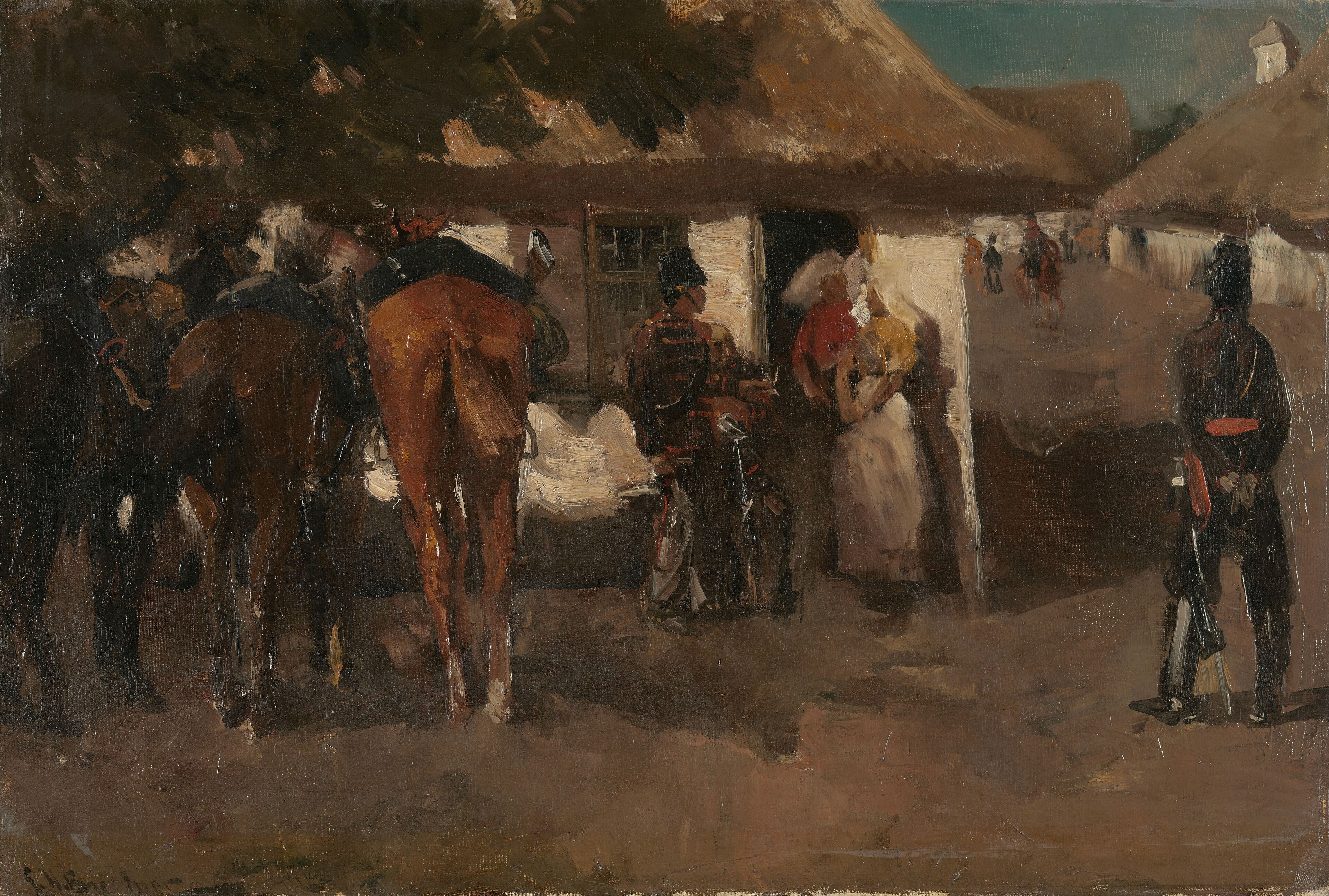 Billeting the Troops, oil-painting by Dutch painter George Hendrik Breitner, c.1880 - 1885 by George Hendrik Breitner