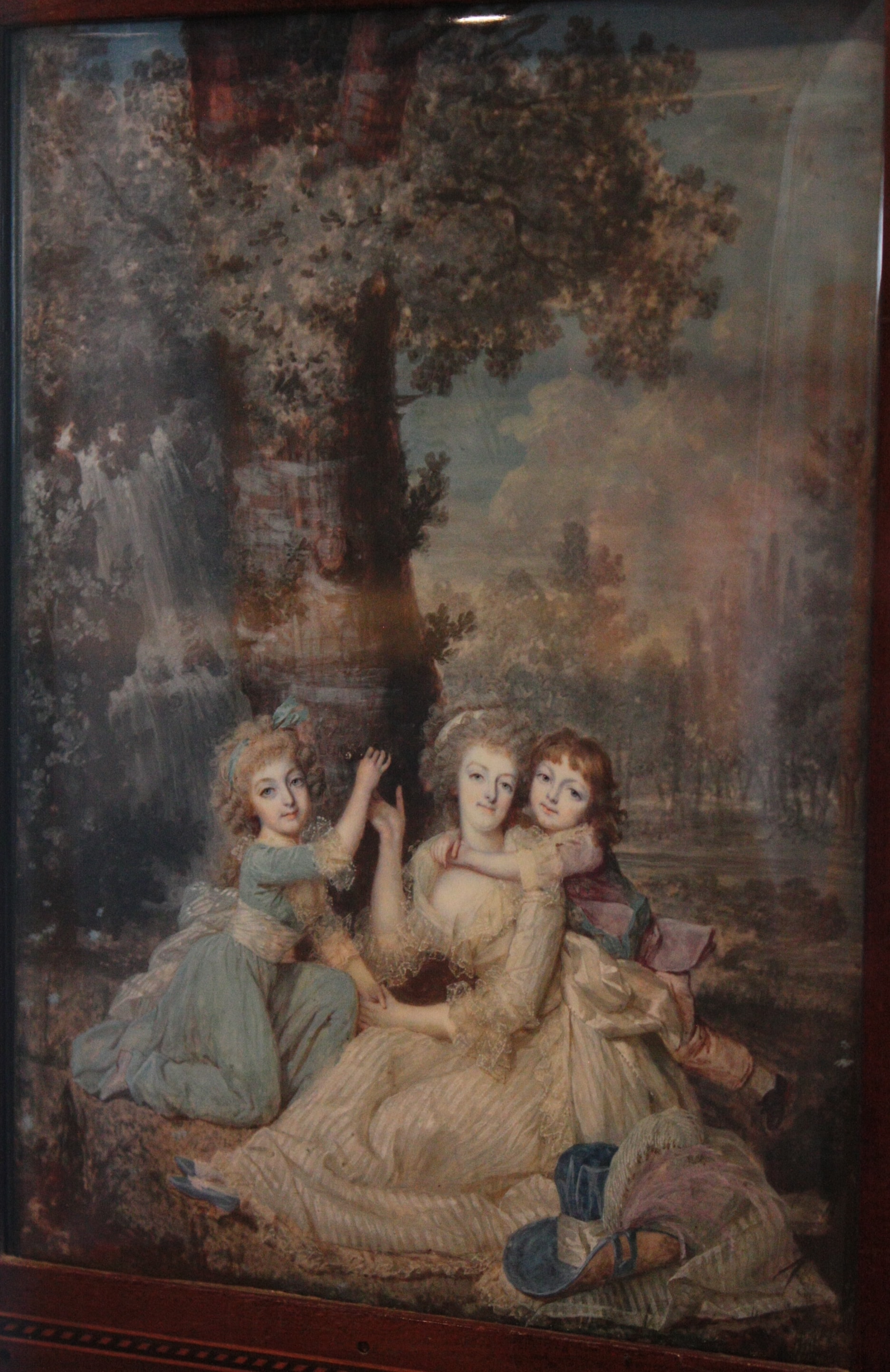 French: Portrait de la reine Marie-Antoinette, de sa fille et de son second fils by François Dumont