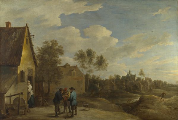 A View of a Village with Three Peasants talking in the Foreground by David Teniers the Younger