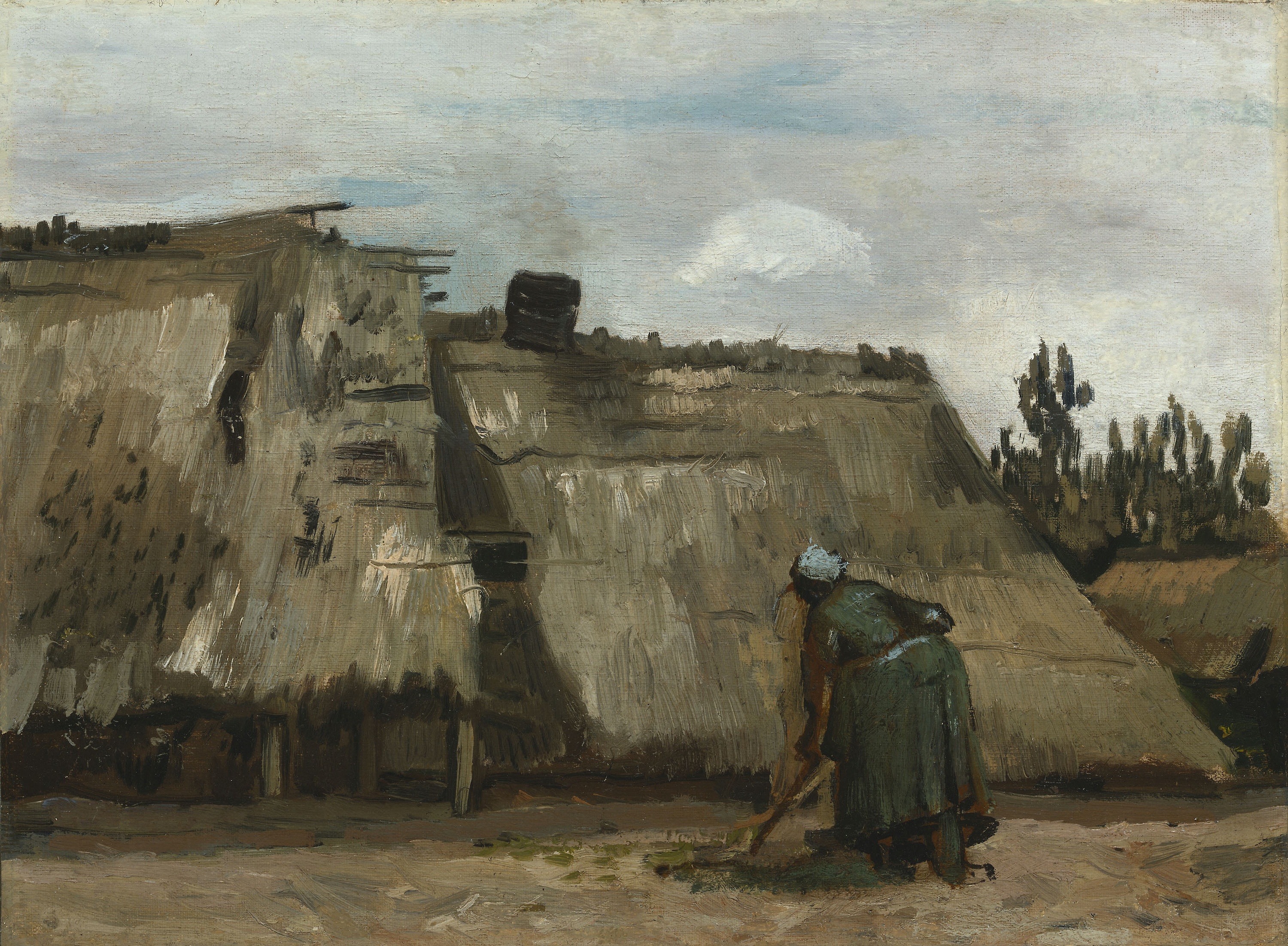 A Peasant Woman Digging in Front of Her Cottage, 1885 1885-06, by Vincent van Gogh