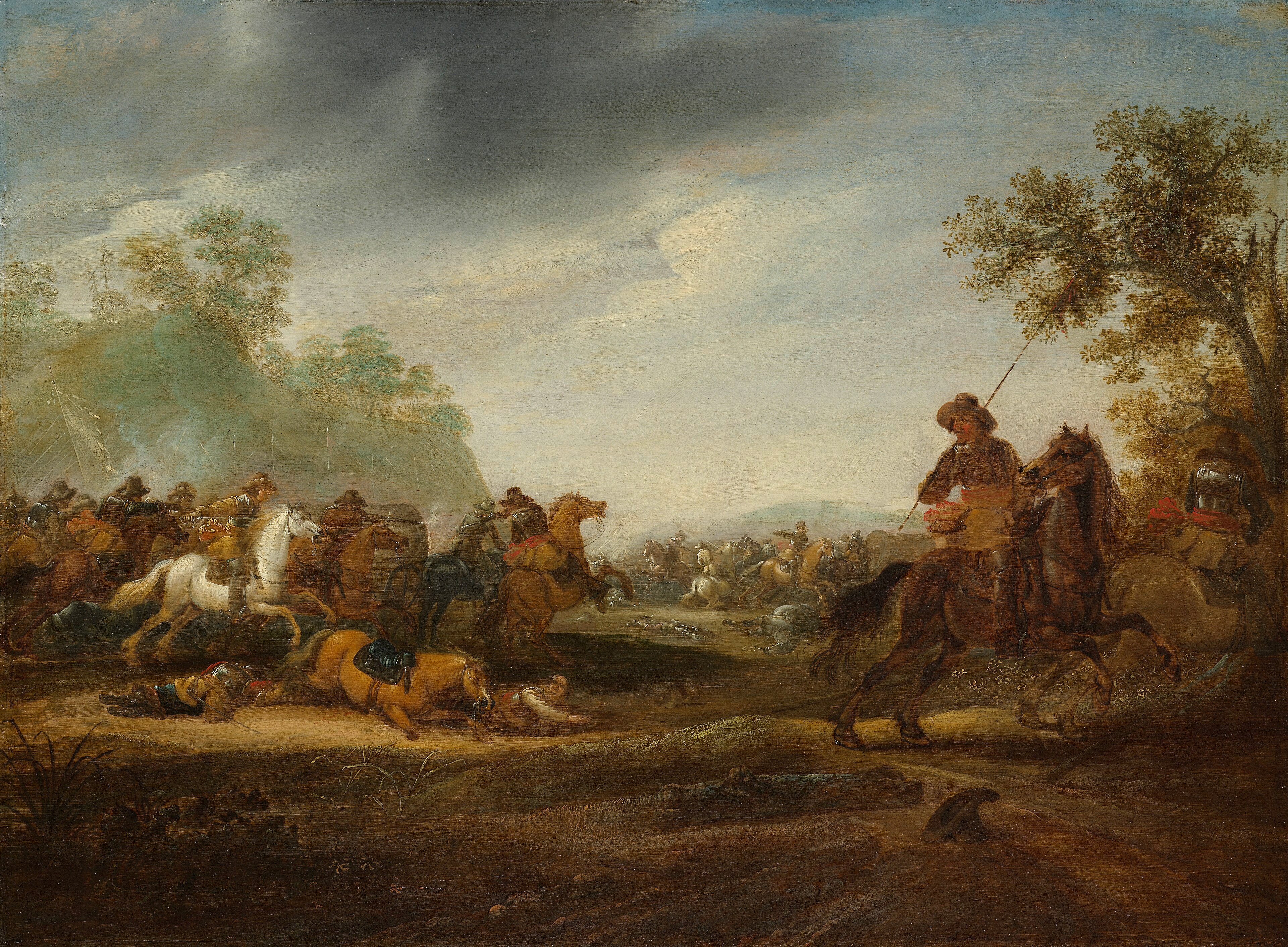 Cavalry Skirmish by Attributed to A. van Hoef